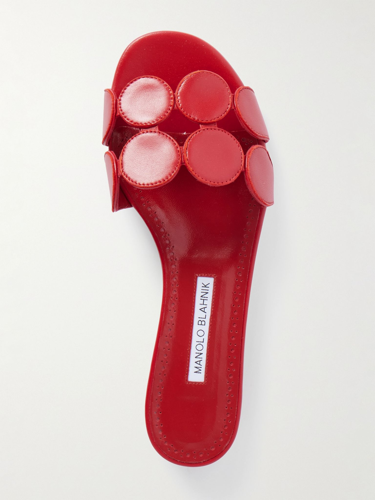 Haribalmu 10 cutout leather slides Red - 5