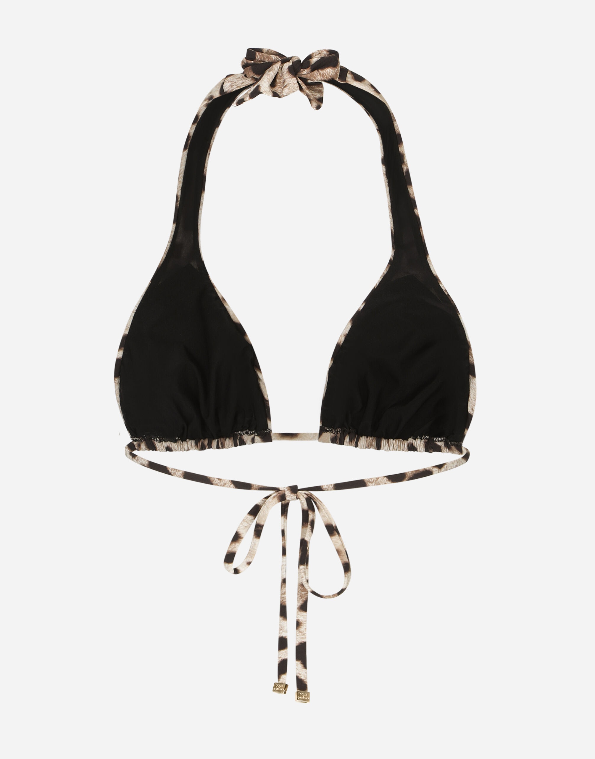 Leopard-print padded triangle bikini top - 2