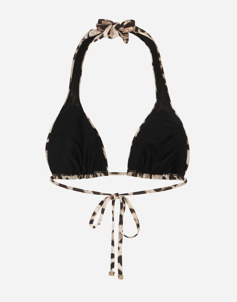 Dolce & Gabbana Leopard-print padded triangle bikini top outlook