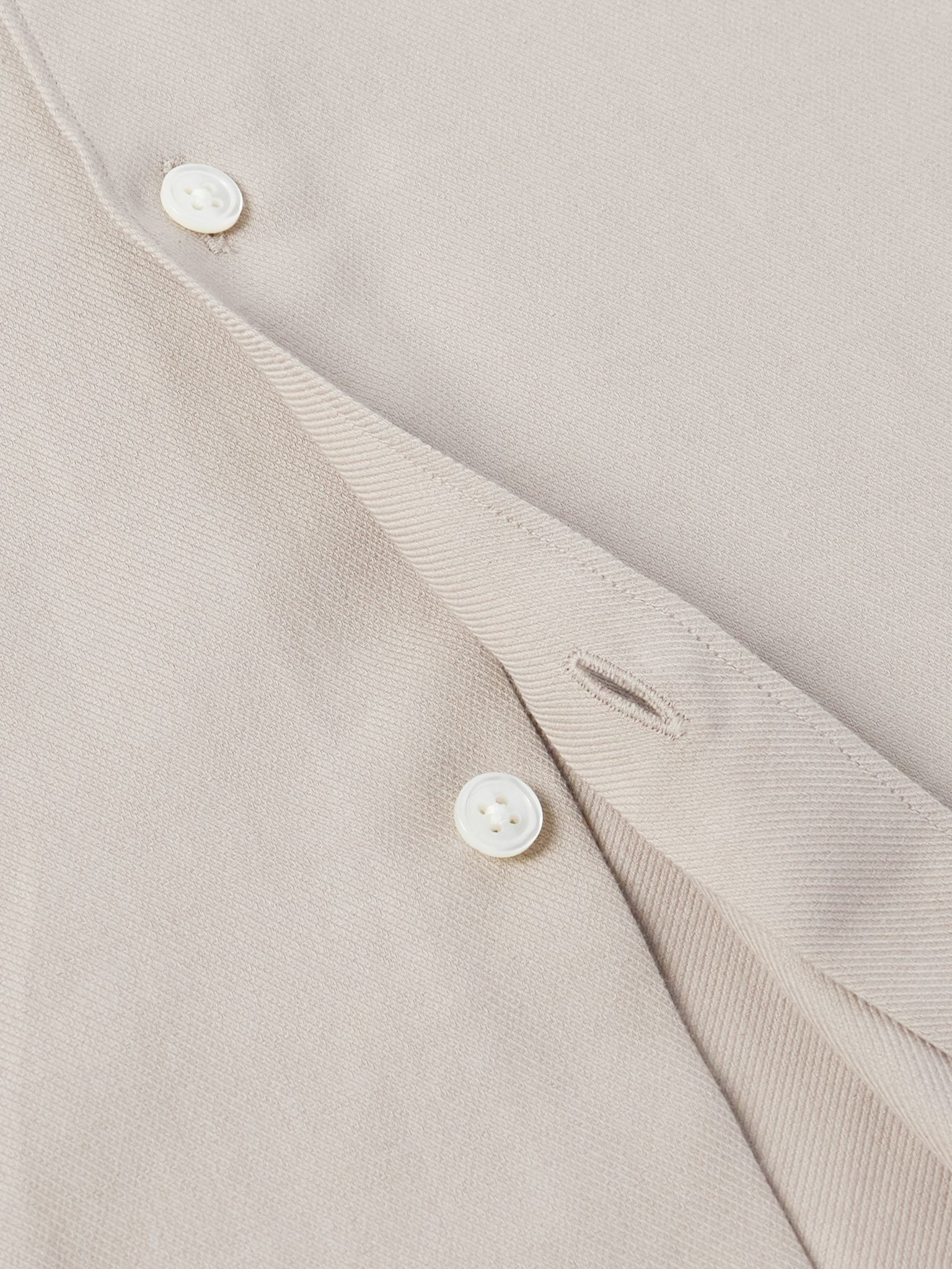 Cutaway-Collar Cotton and Cashmere-Blend Twill Shirt Beige - 4