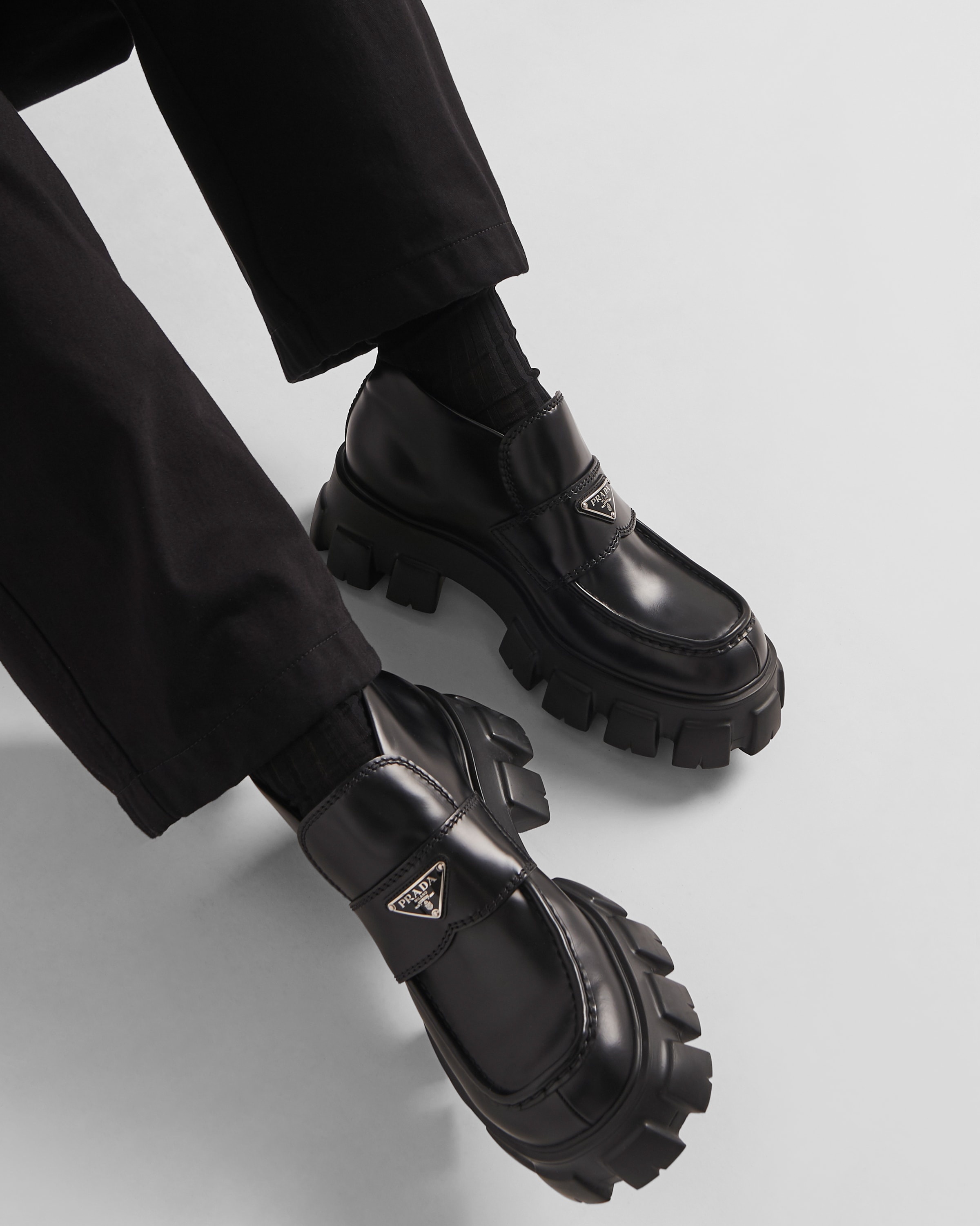 Monolith brushed leather flatform loafers