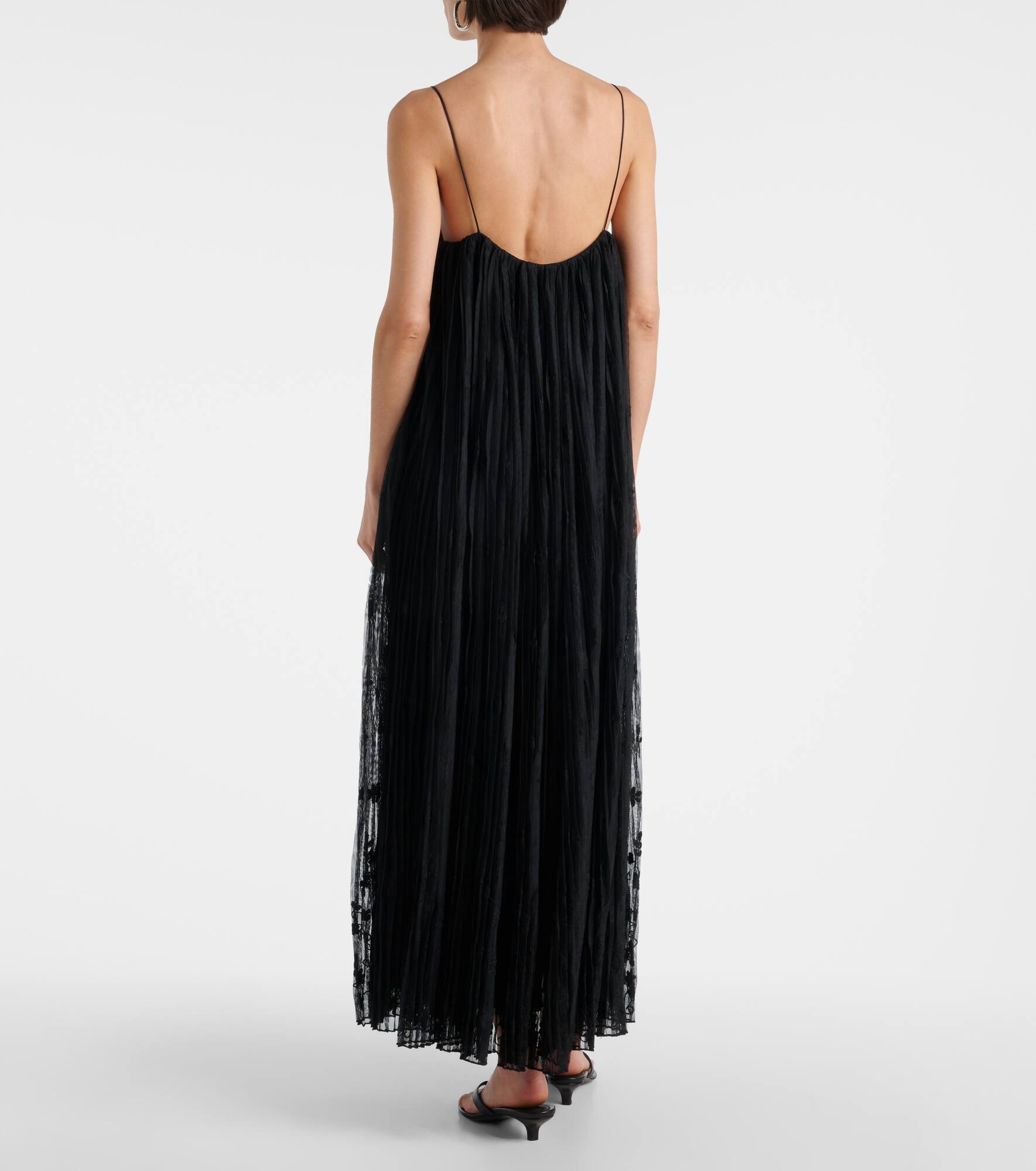 Embroidered floral tulle maxi dress - 3