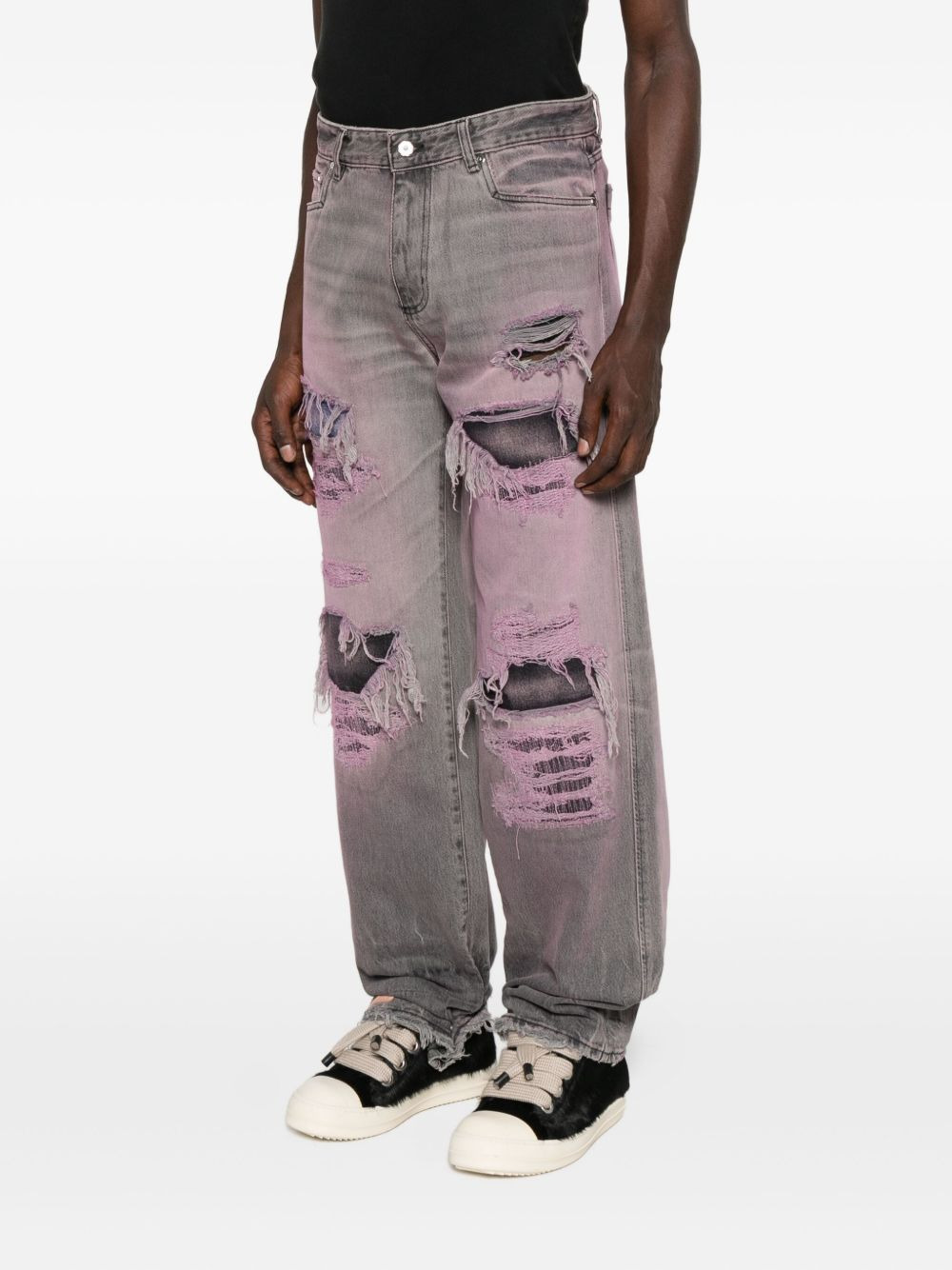 distressed frayed jeans - 3