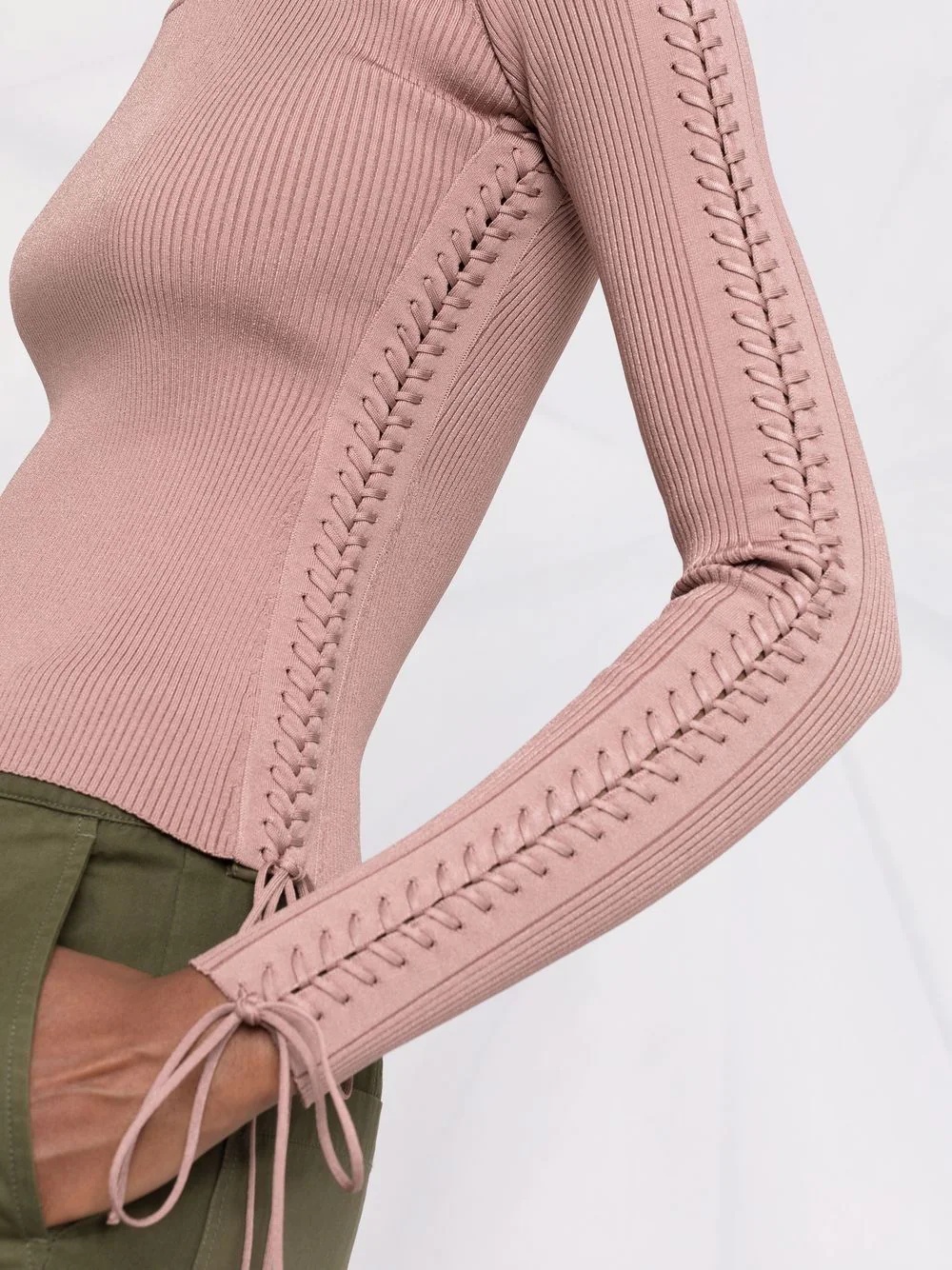 lace-detail knitted wide-neck top - 5