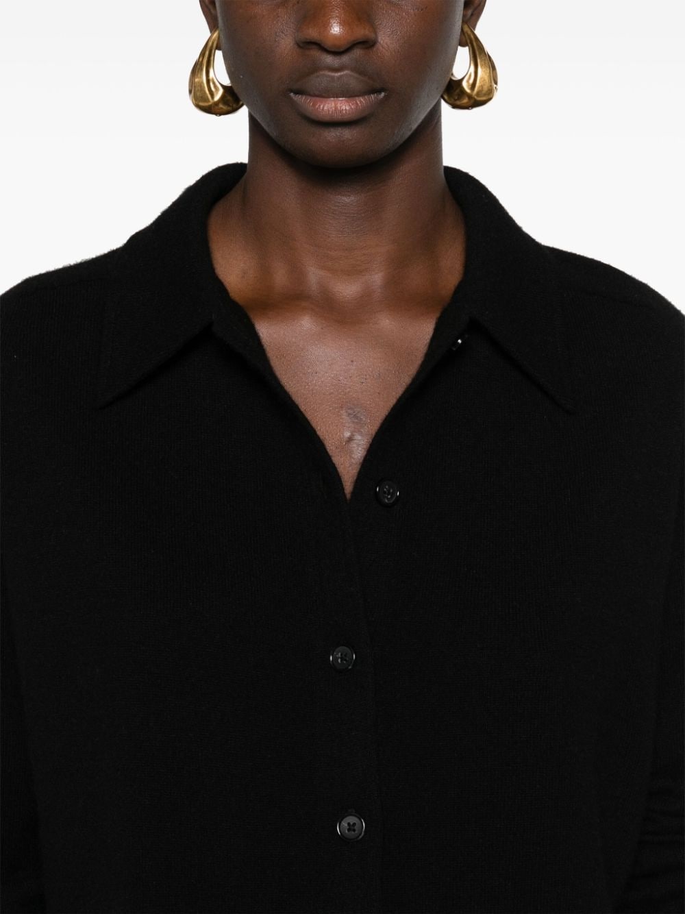 shirt-collar cashmere cardigan - 5