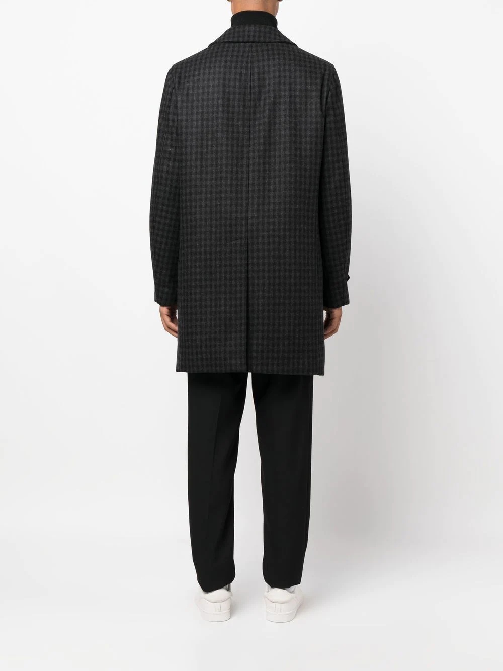 checked mid-length coat - 4