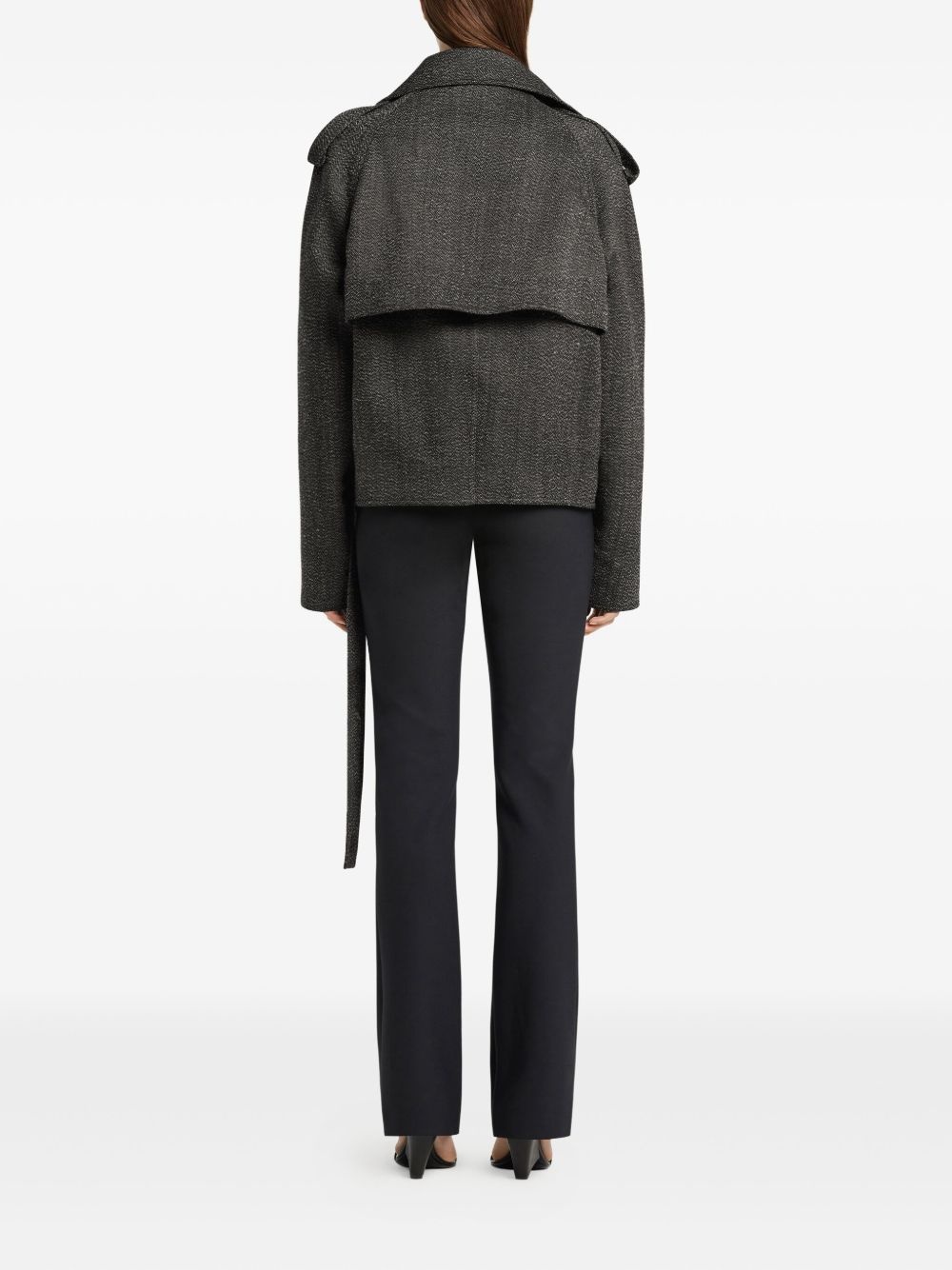 oversized-collar cropped jacket - 4