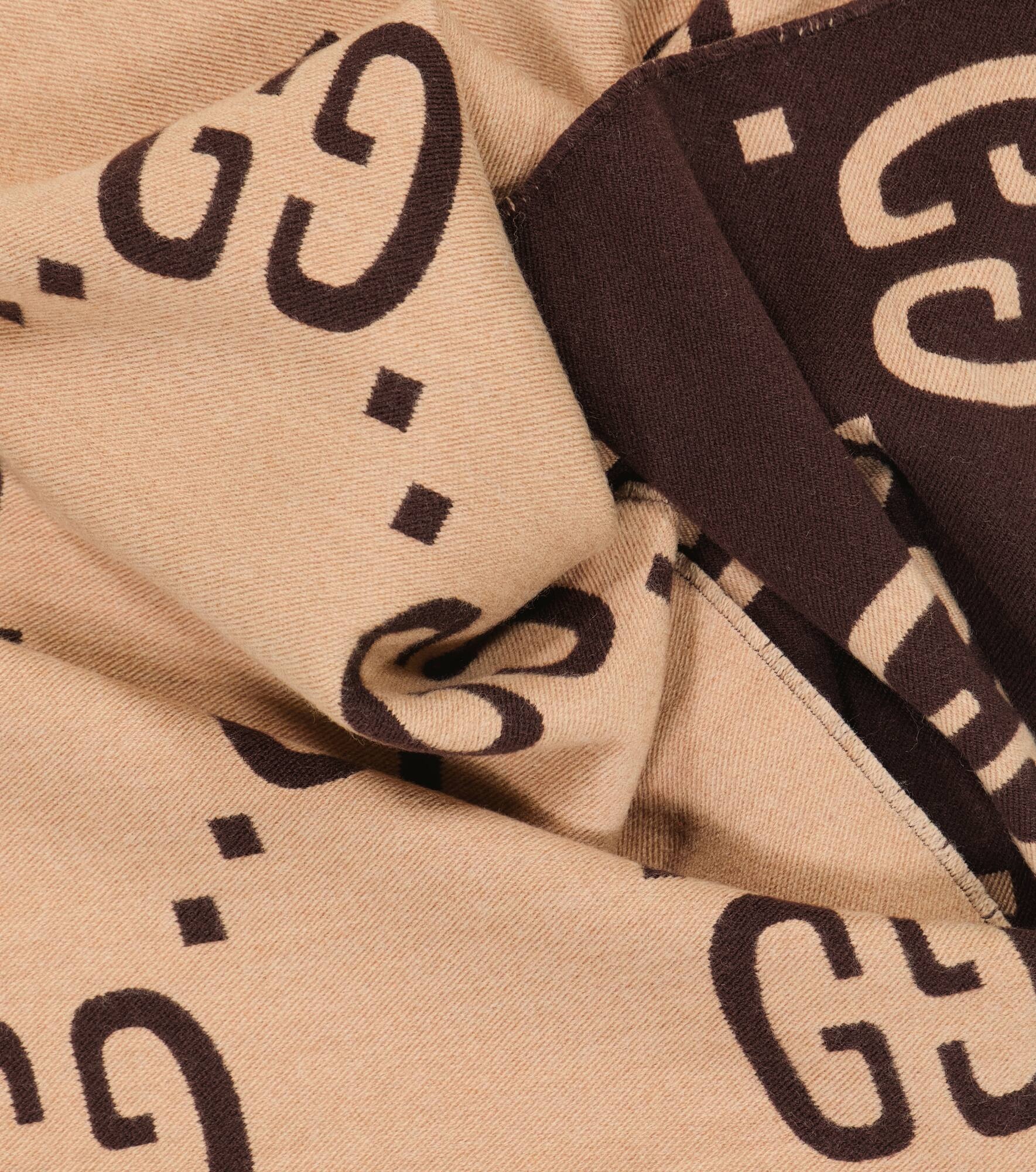 GG jacquard wool and silk scarf - 4
