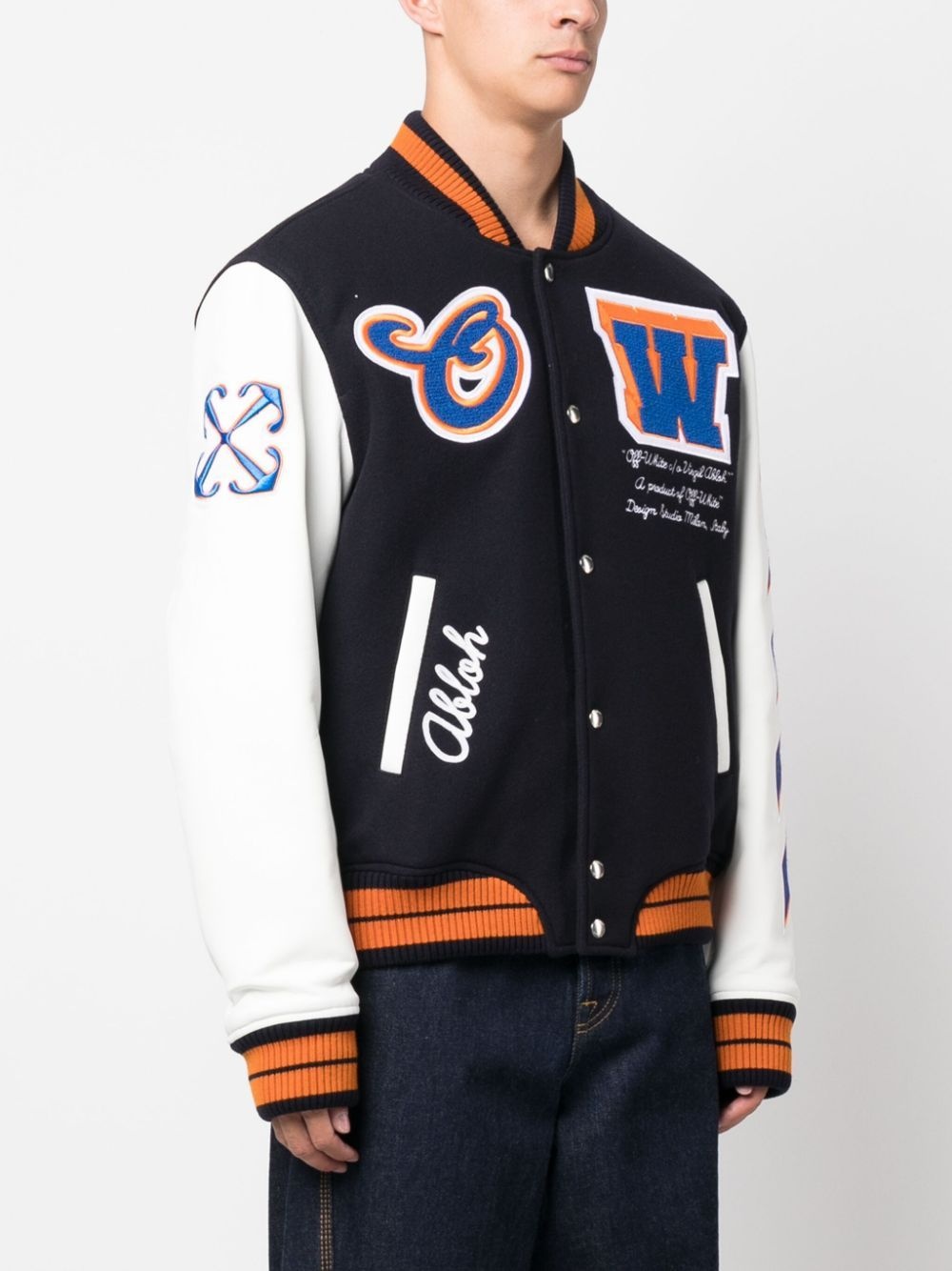 Off White varsity patch bomber jacket REVERSIBLE