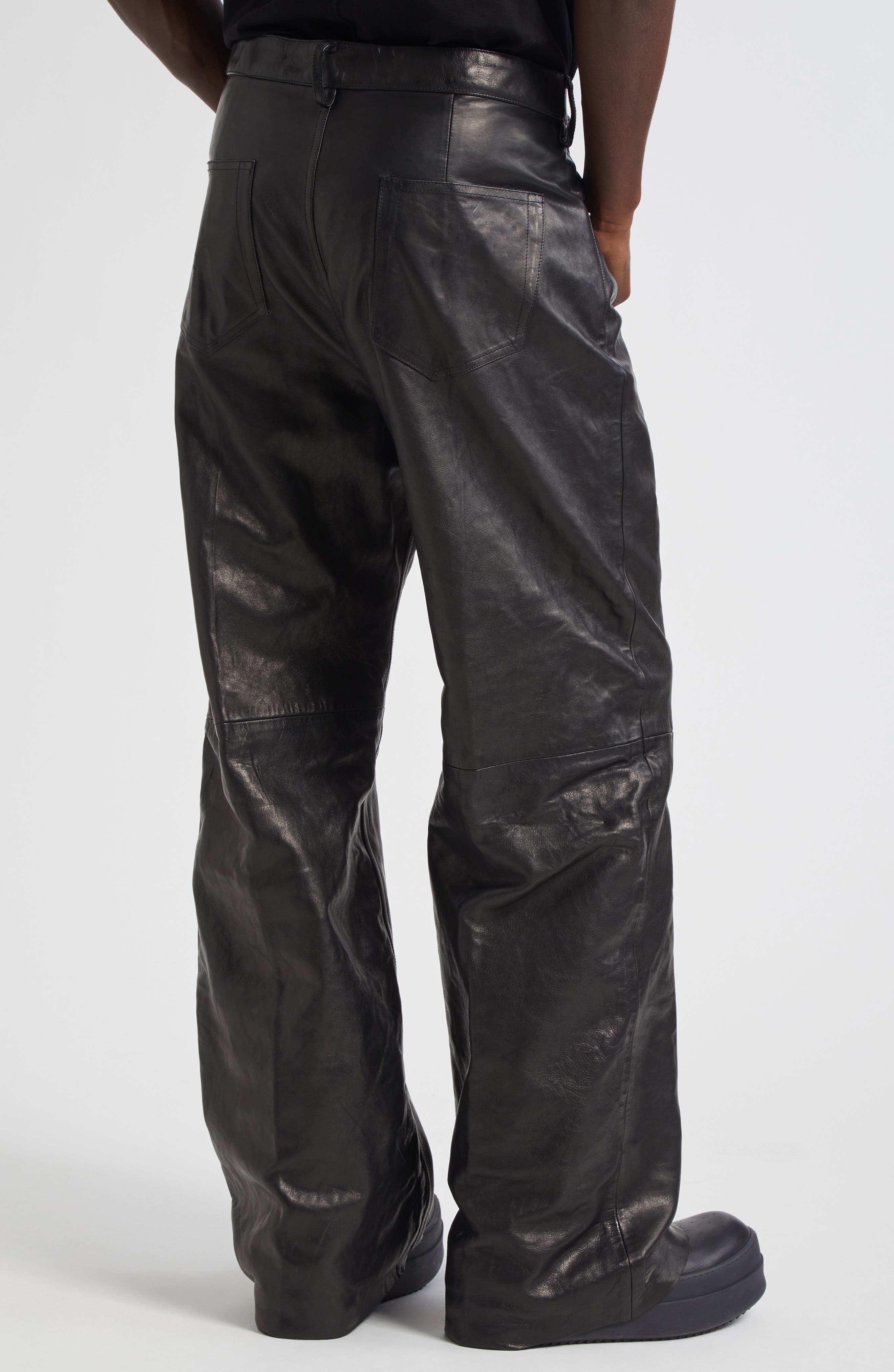 Rick Owens Geth Lambskin Leather Pants in Black at Nordstrom - 5