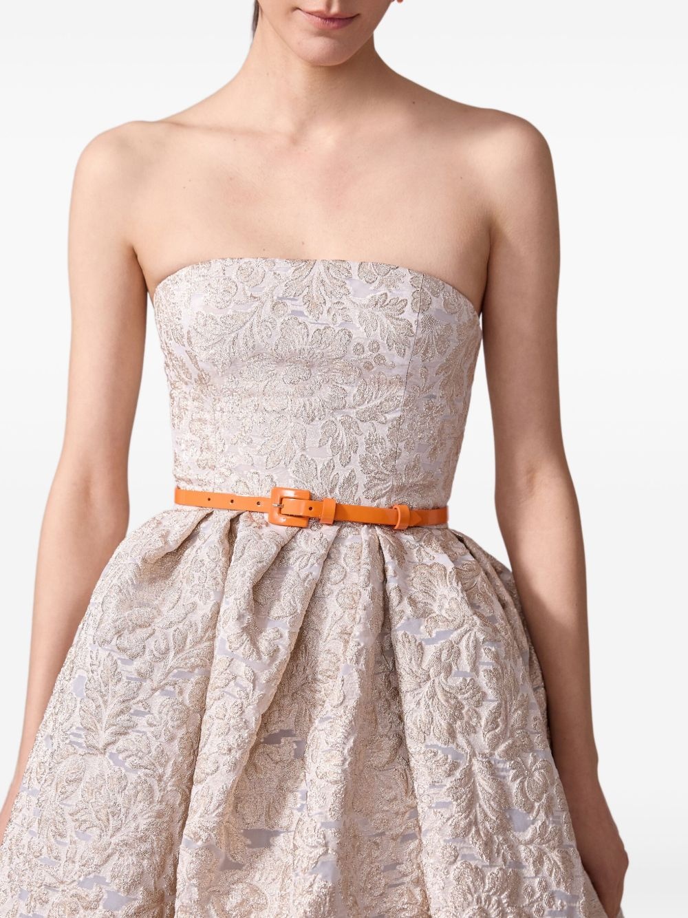 brocade-effect gown - 4