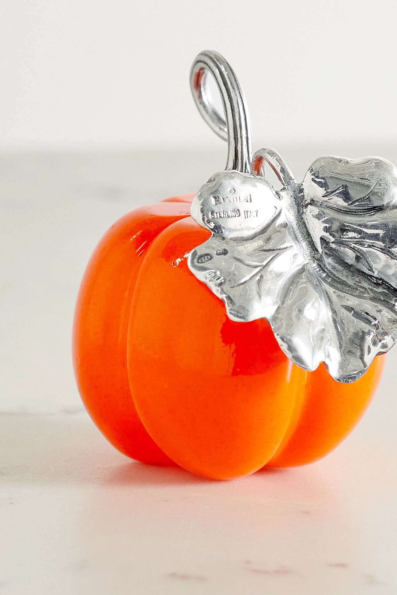 Pumpkin sterling silver and glass table marker Silver - 4