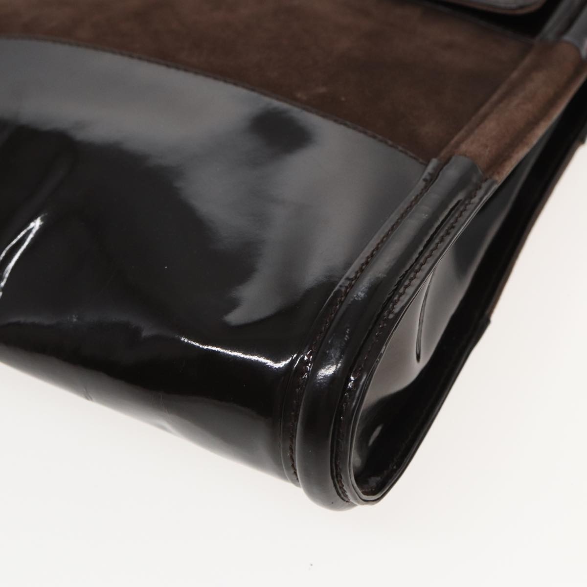 GUCCI Tote Bag Enamel Suede Brown - 8