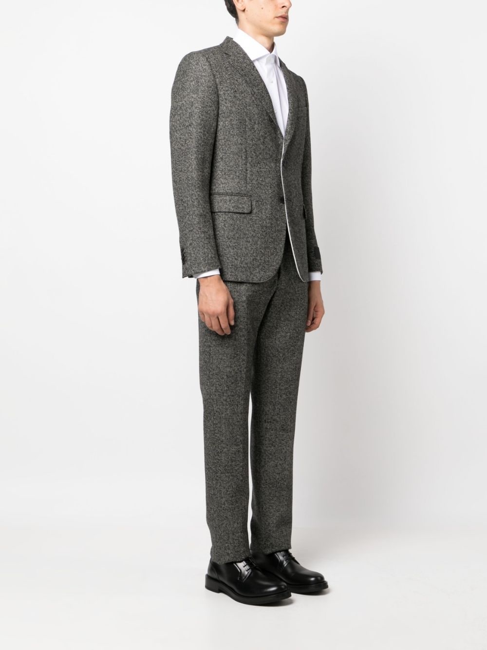 single-breasted tweed suit - 3