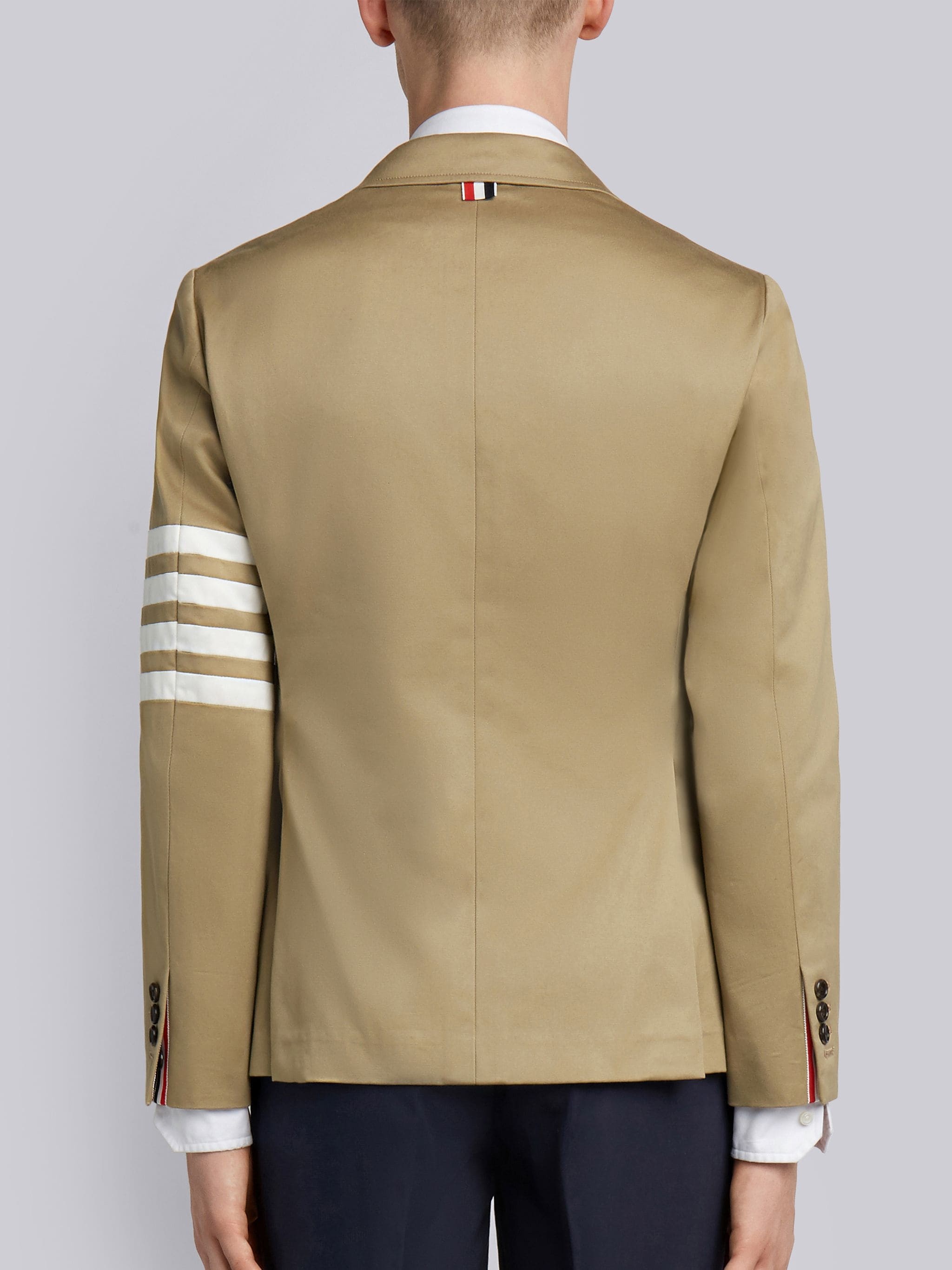 Camel Cotton Unconstructed Single Breasted 4-Bar Classic Jacket - 3