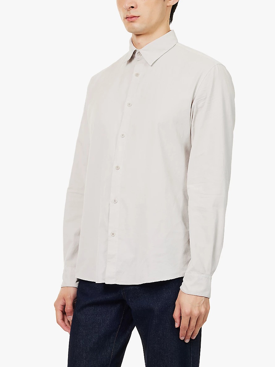 Corduroy spread-collar slim-fit cotton shirt - 3