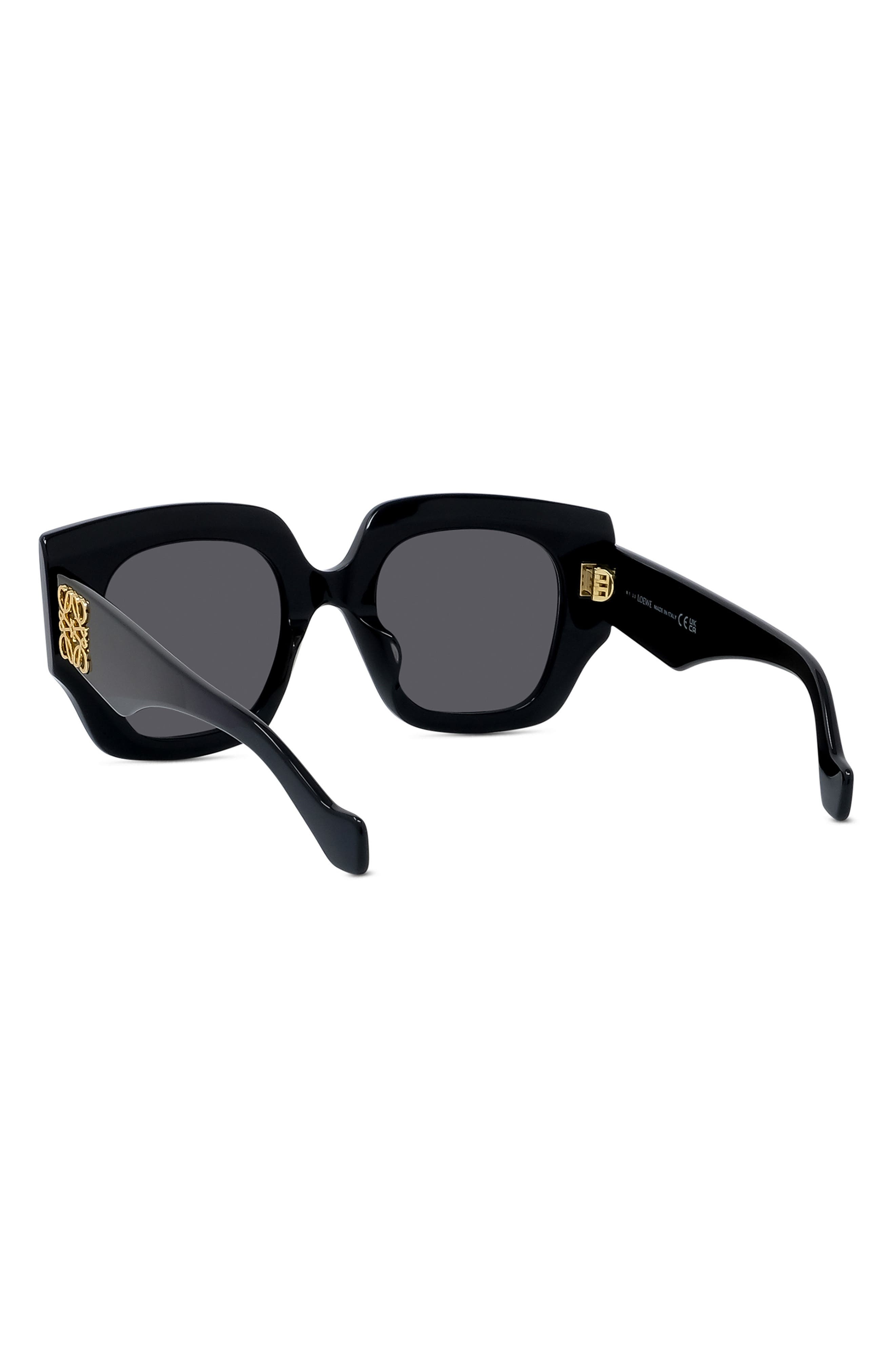 Loewe Anagram 50mm Small Geometric Sunglasses in Shiny Black /Smoke at Nordstrom - 3