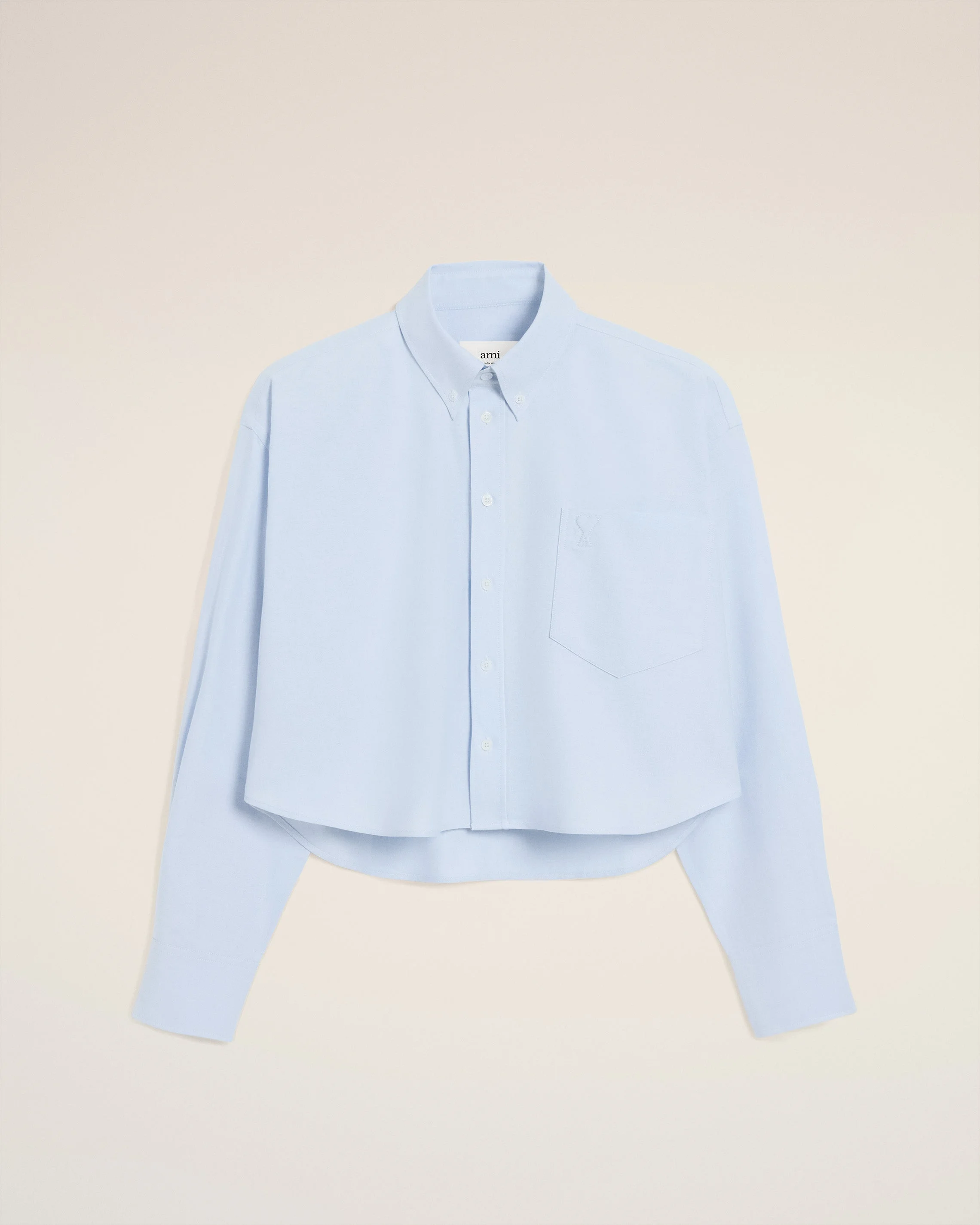 BLUE COTTON AMI DE COEUR CROPPED OVERSIZED SHIRT - 1
