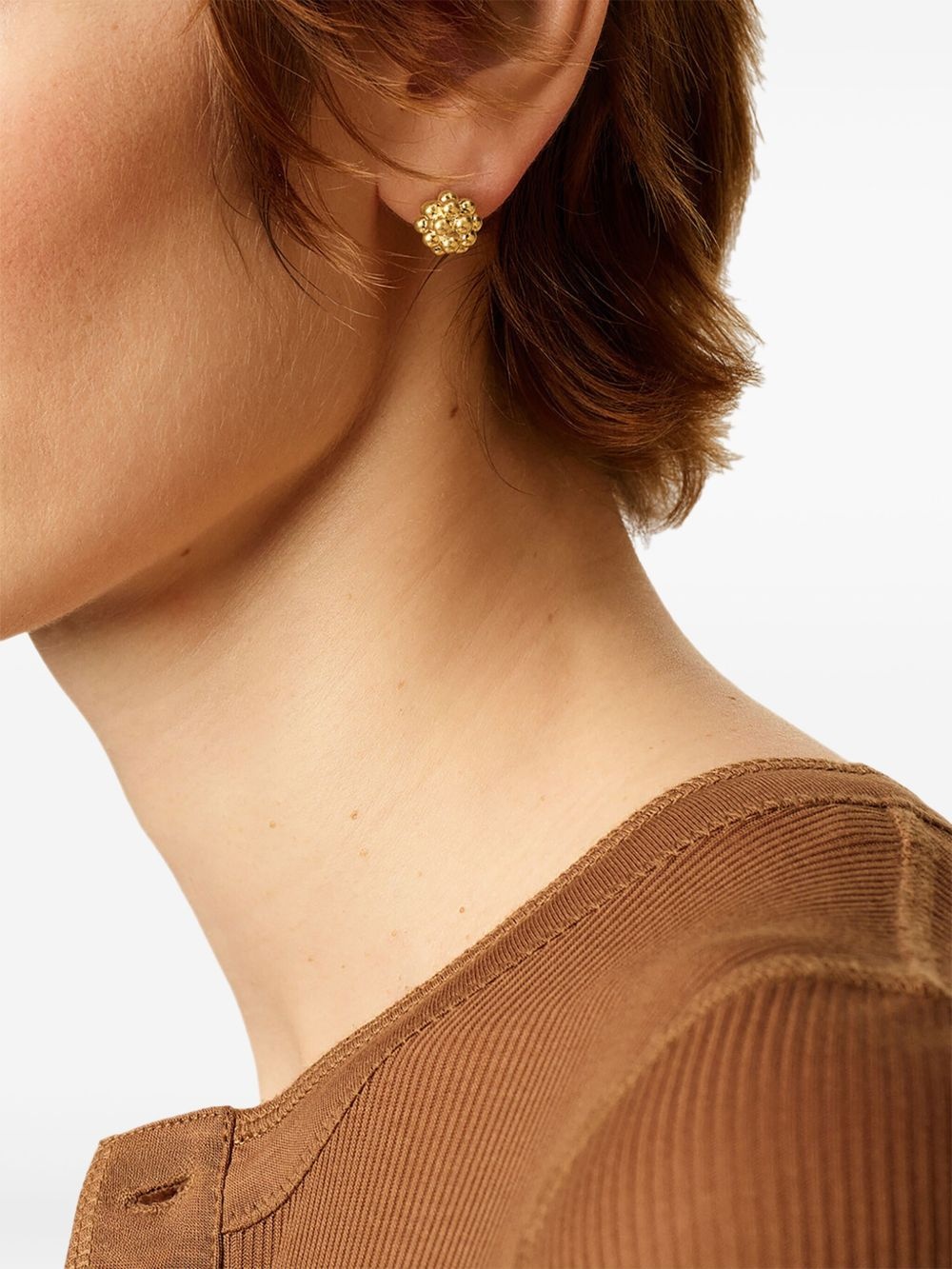 textured-sphere stud earrings - 2