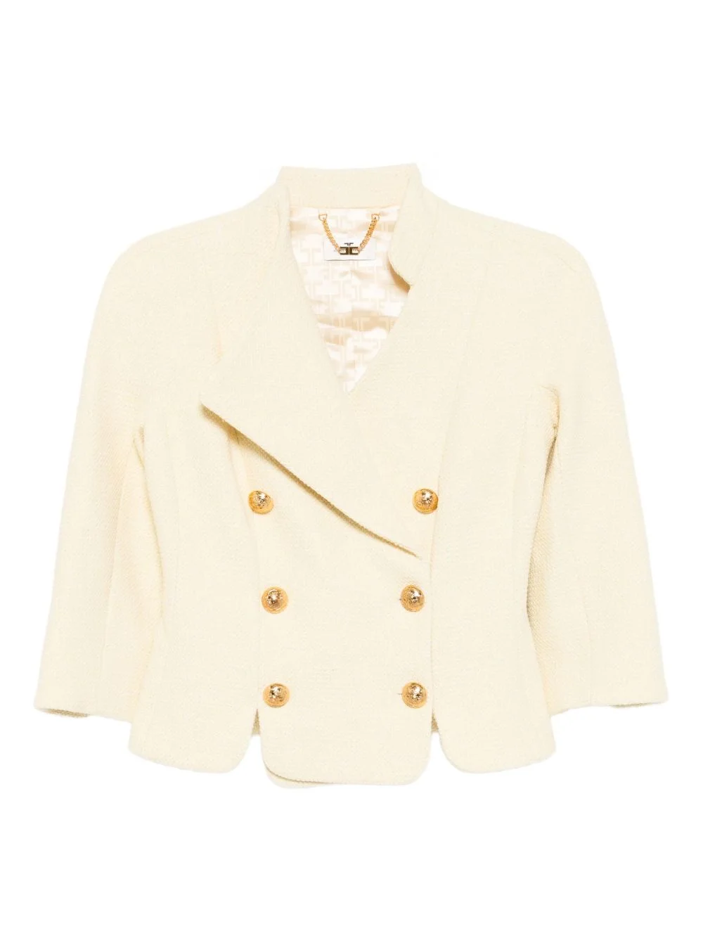 button-embellished tweed jacket - 1