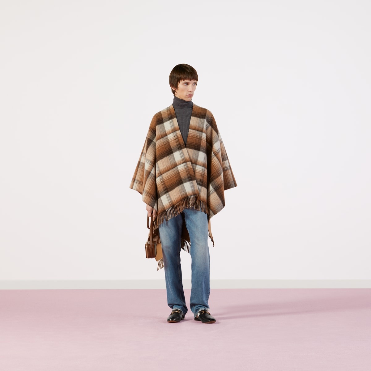 Reversible GG wool cape - 2