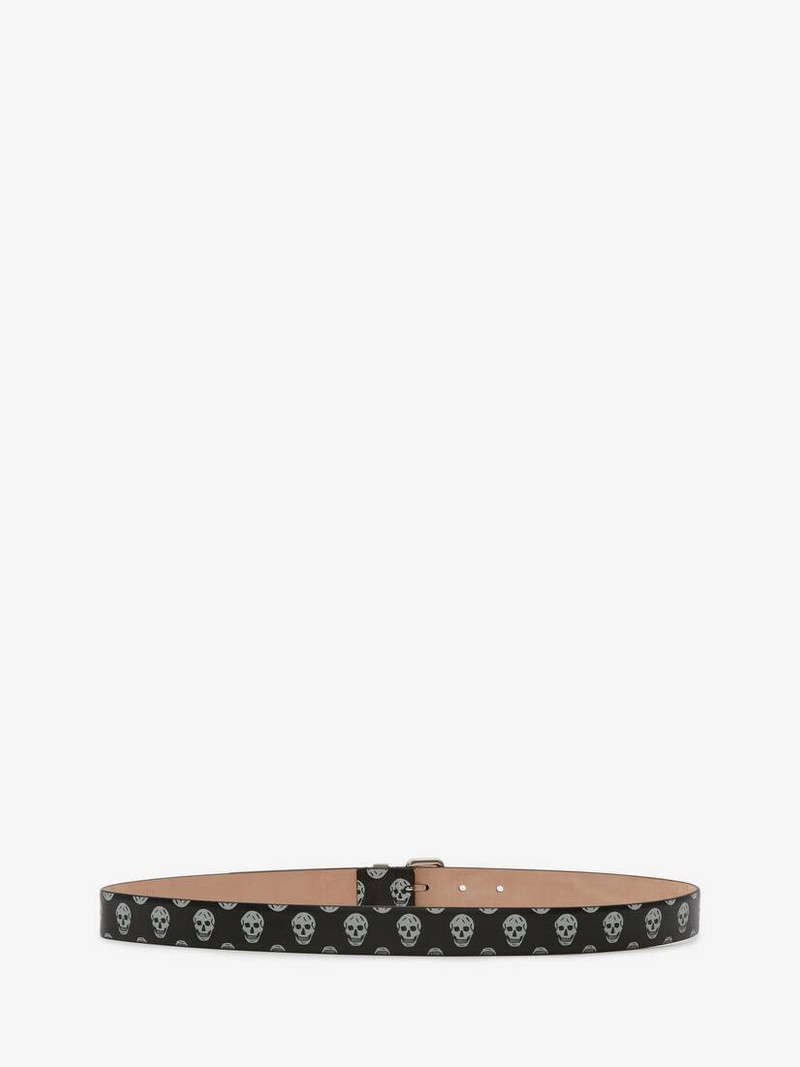 Alexander McQueen Biker Skull Belt in Black/white outlook