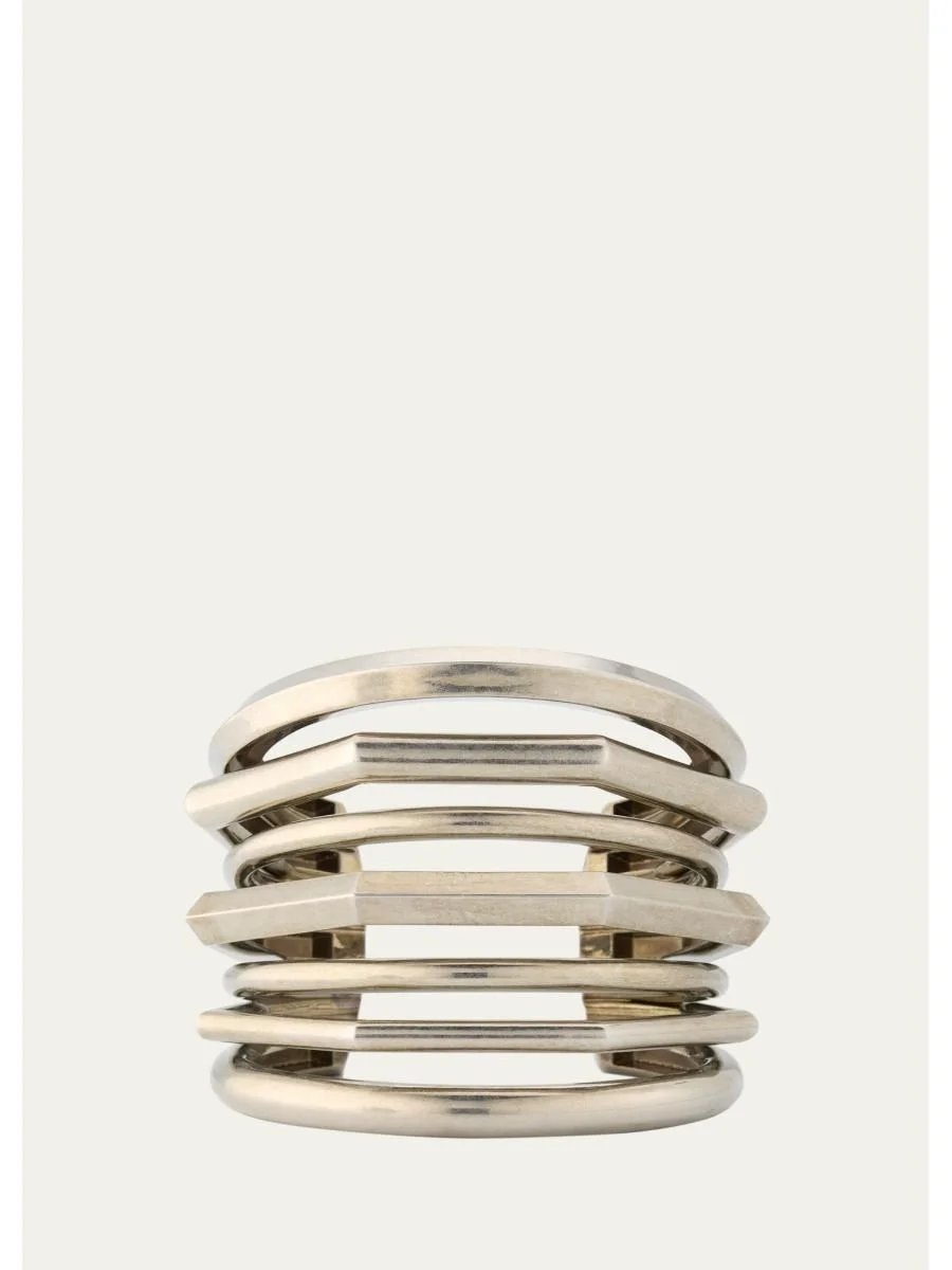 Antiqued Silver-Tone Orbit Cuff - 1