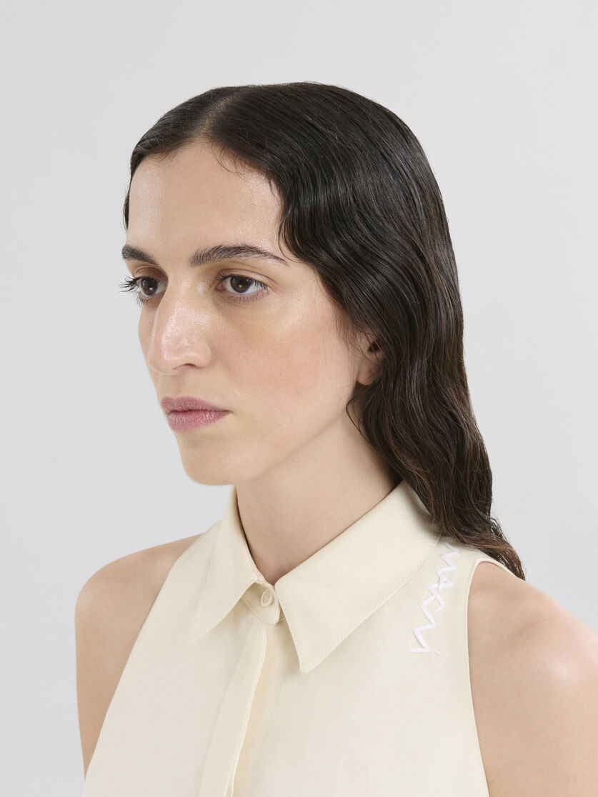 IVORY COTTON FLARED SHIRT WITH MARNI SYMBOL - 4