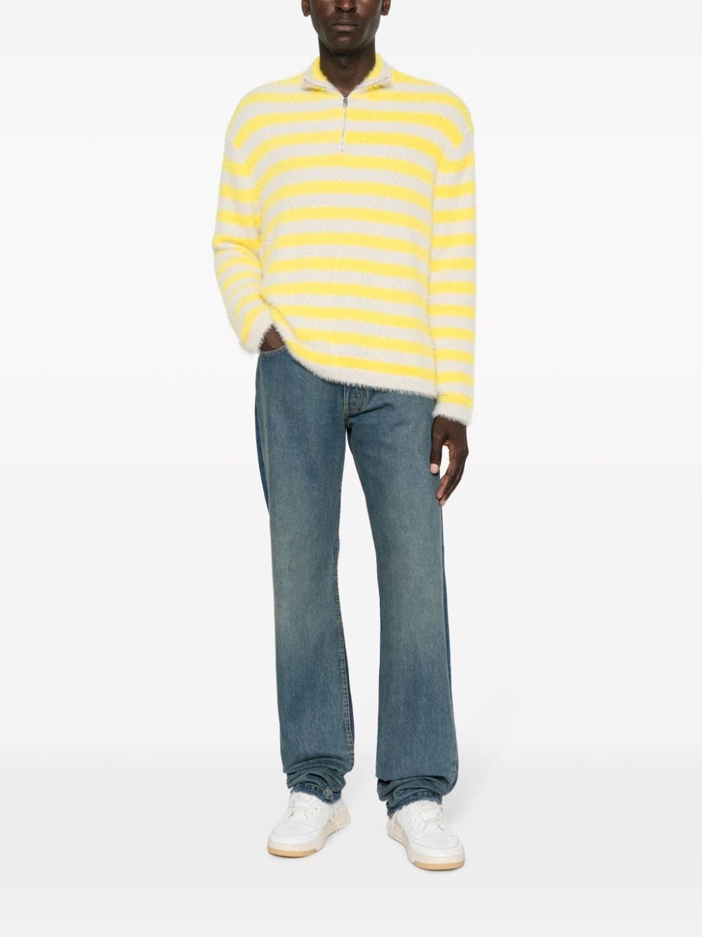 bruched-effect striped jumper - 2
