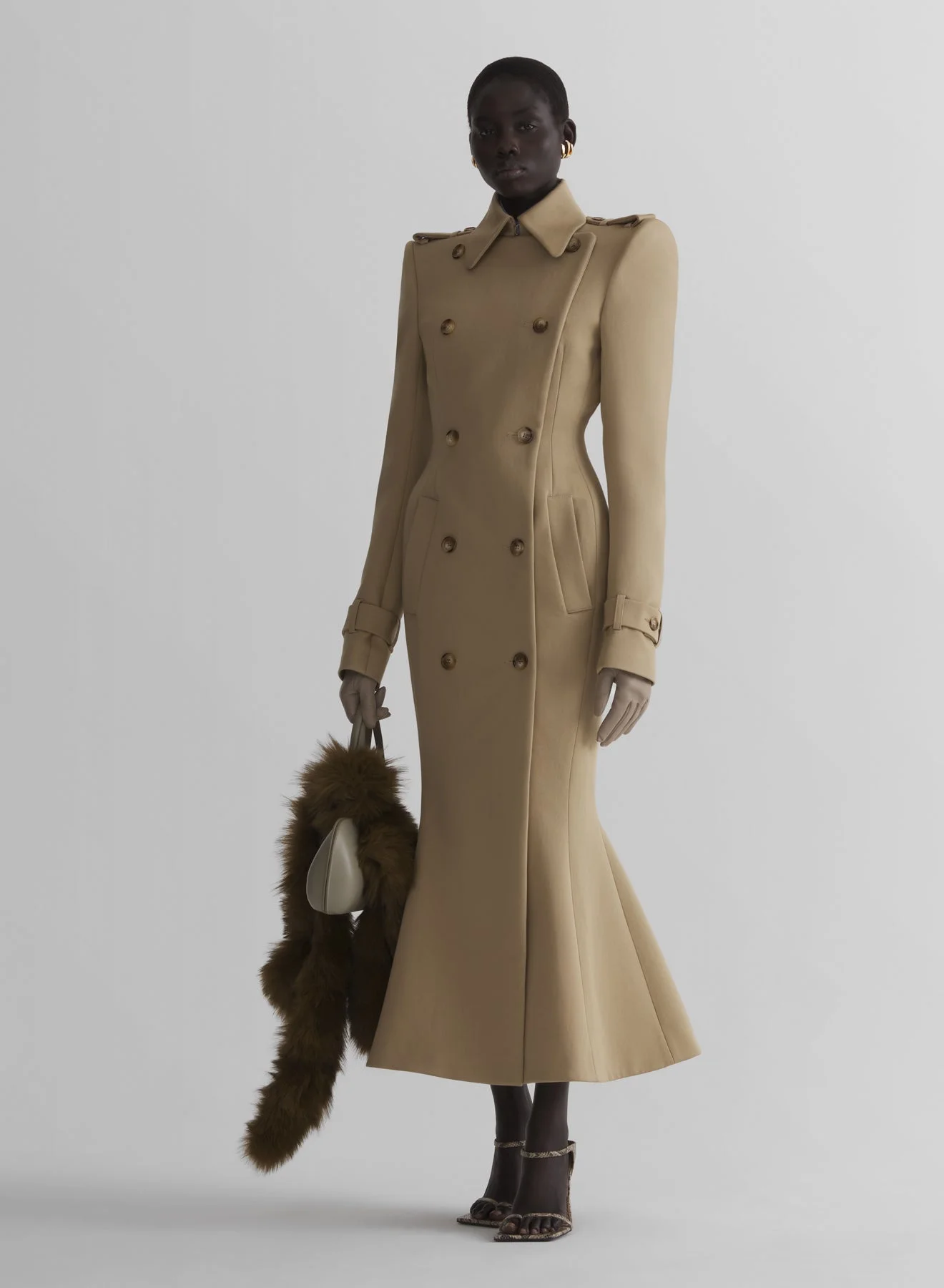 beige hourglass trench coat - 1