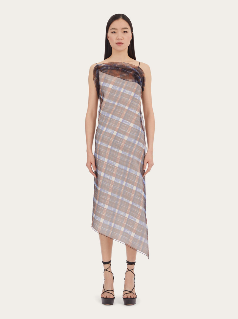 FERRAGAMO Asymmetric organza dress outlook