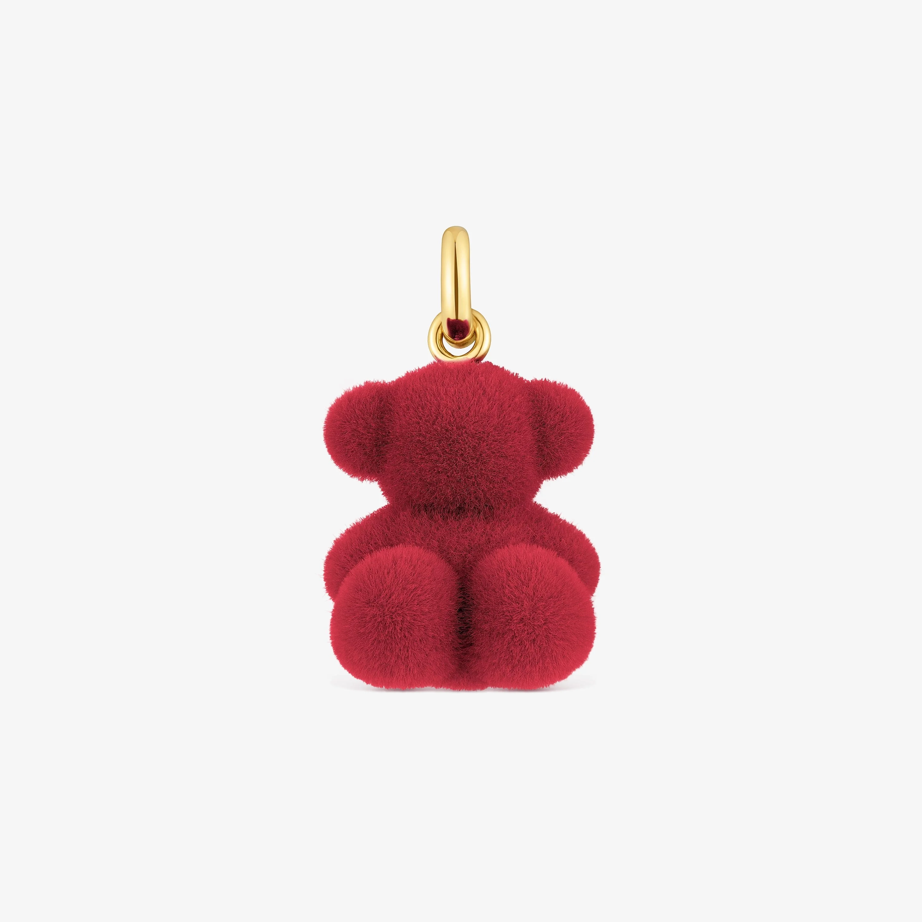 Burgundy-colored velvet bear Pendant with 18kt gold plating over silver Bold Bear - 1