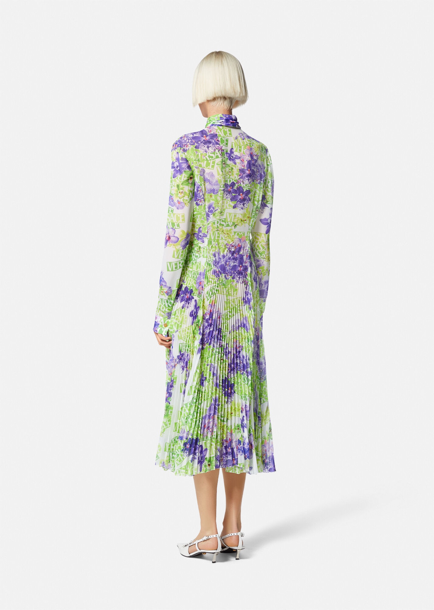 Logo Orchid Silk Midi Shirt Dress - 4