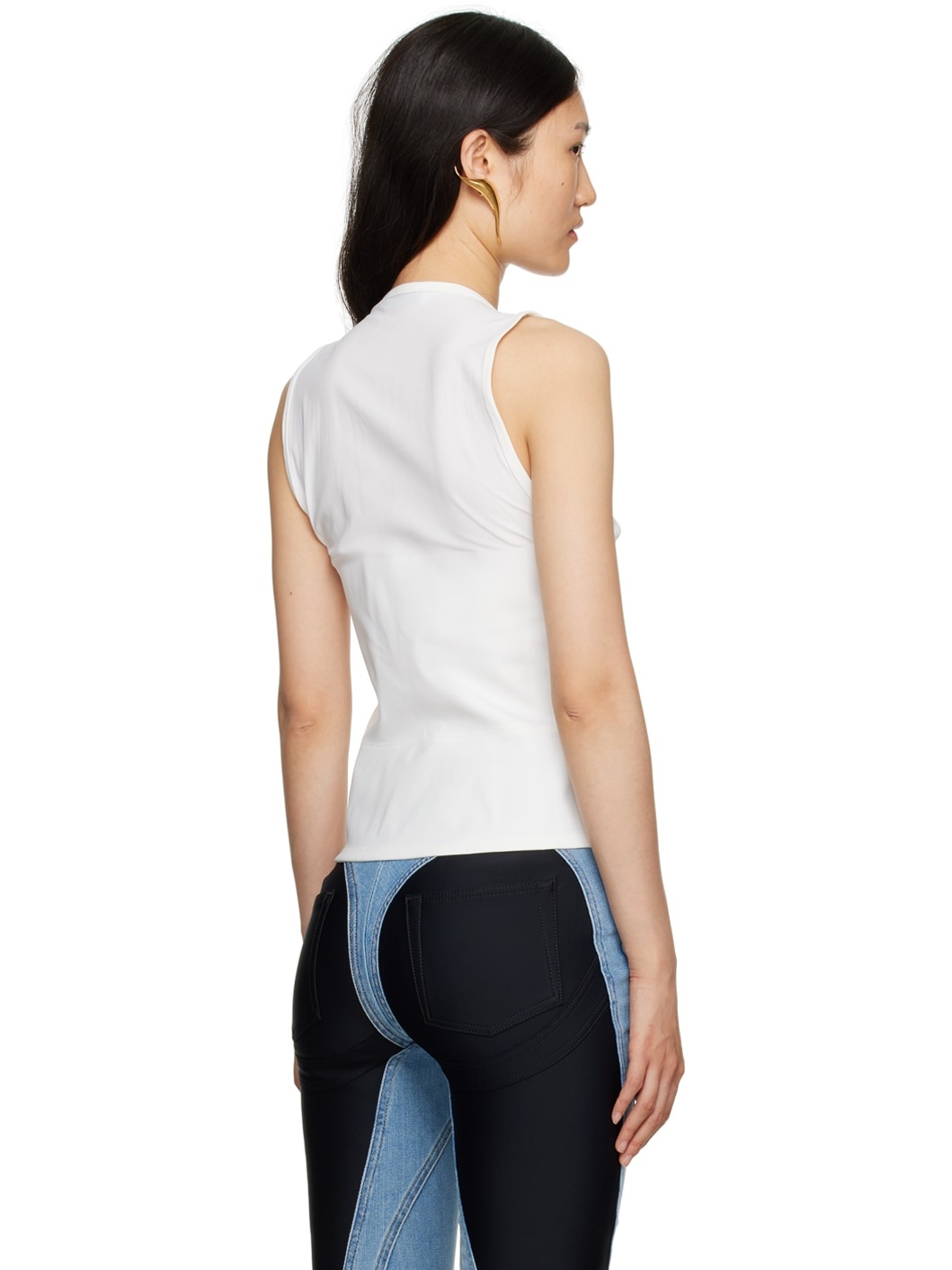 White Embossed Tank Top - 3