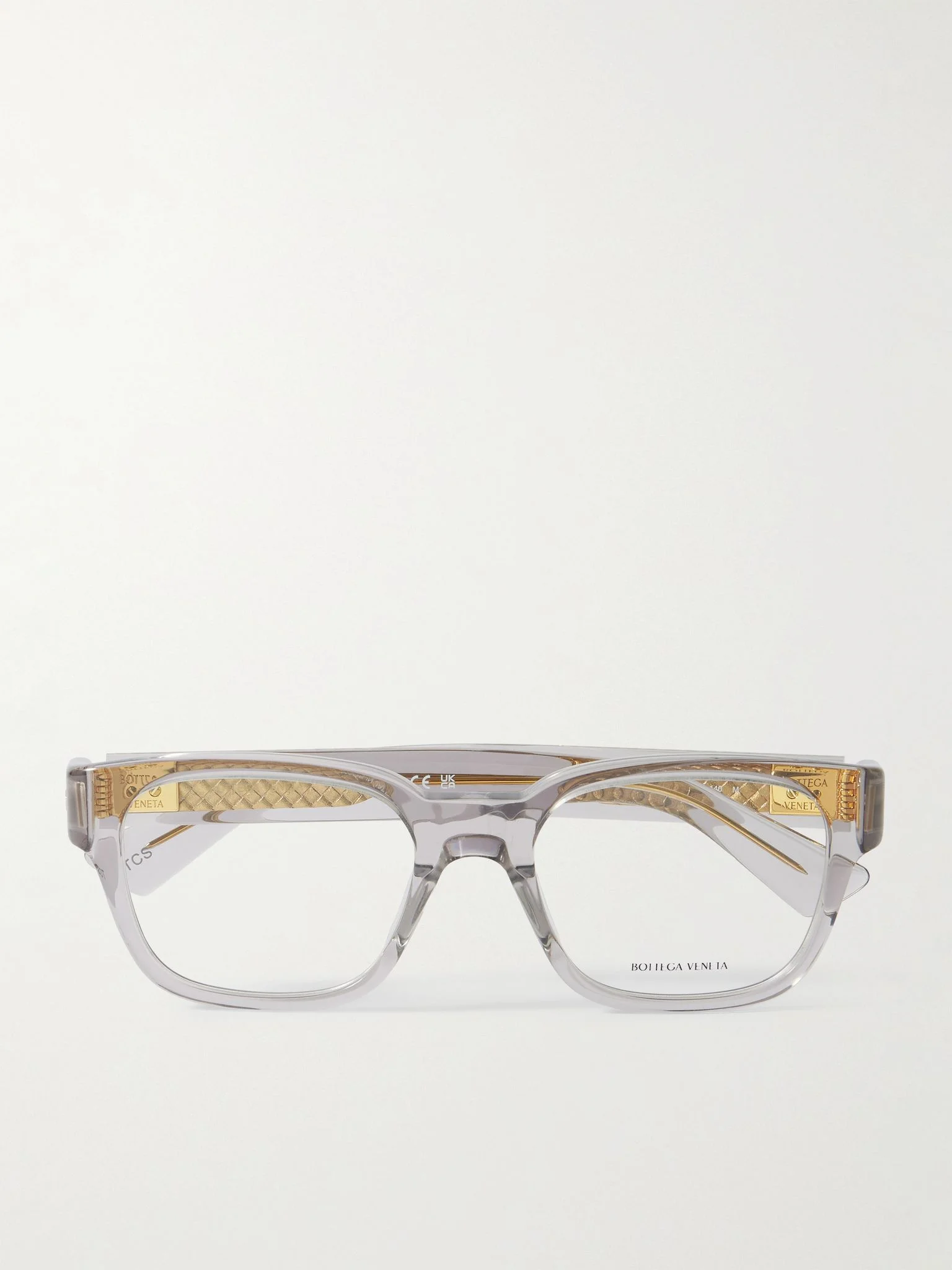 D-Frame Recycled-Acetate and Gold-Tone Metal Optical Glasses Clear - 1