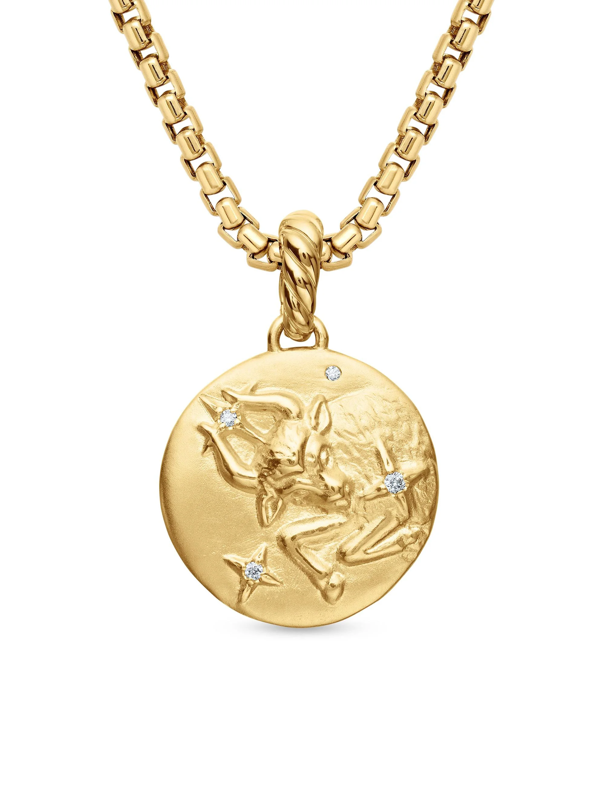 Women's Zodiac Amulet in 18K Yellow Gold with Diamonds - Taurus - 1