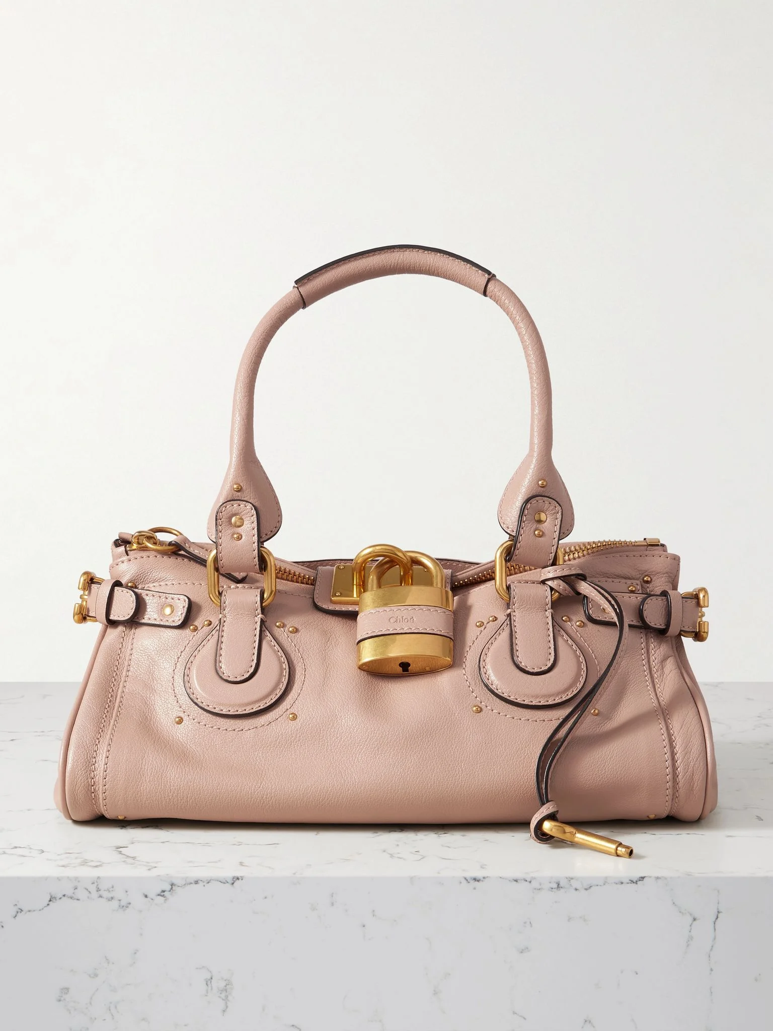 Paddington embellished leather tote Beige - 1