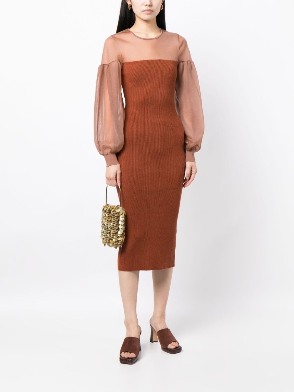 Milla sheer-panelling ribbed dress - 2