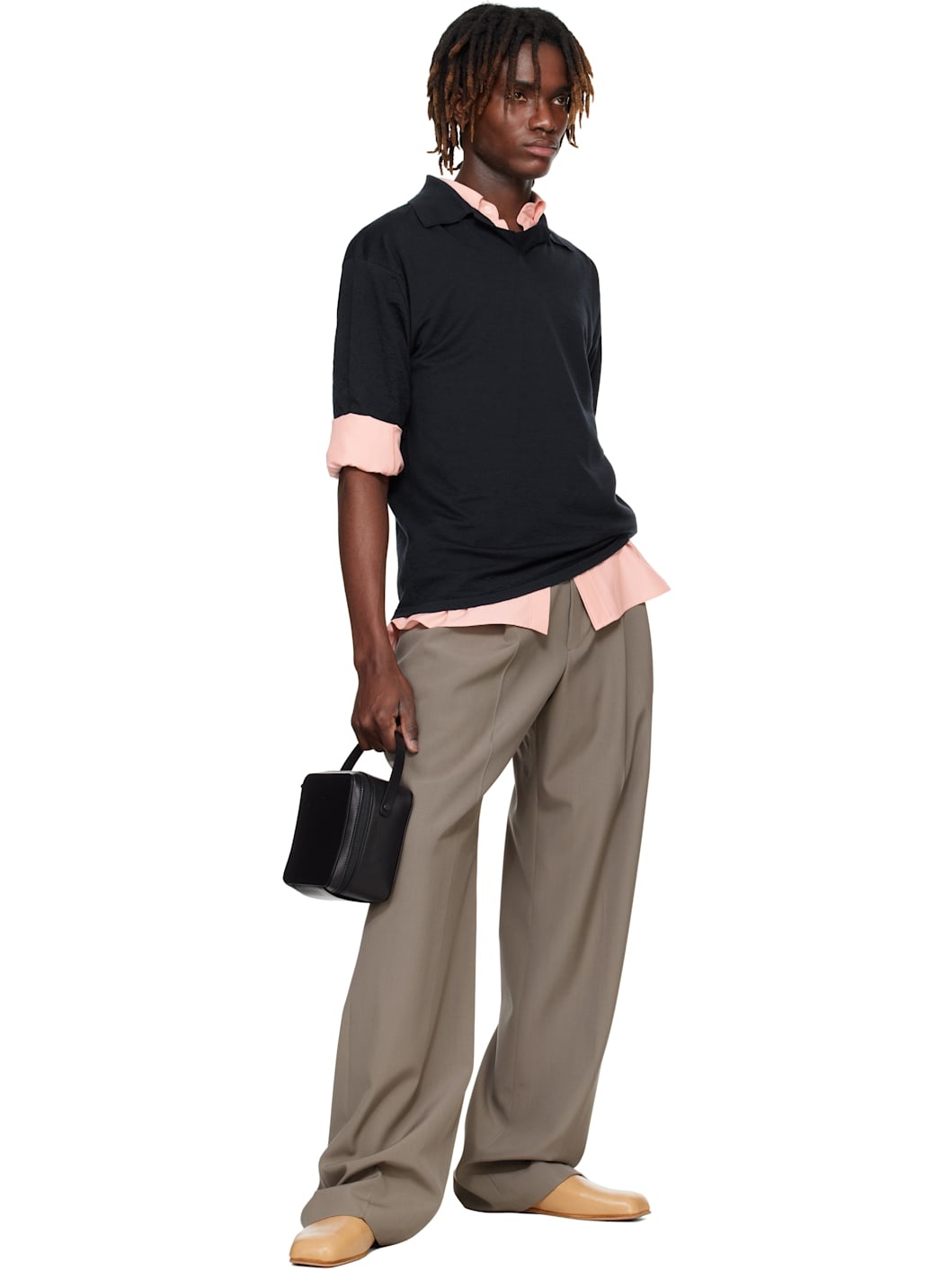 Navy Product Dyed Wool Knit Polo - 5
