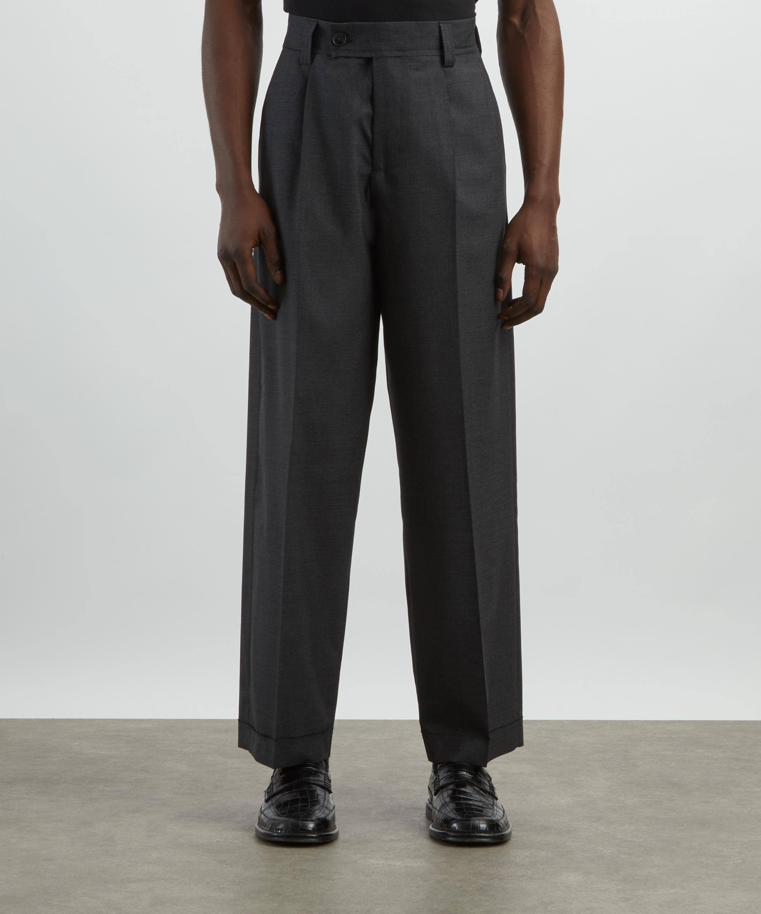 Patch Grey Worsted Wool Trousers - 3
