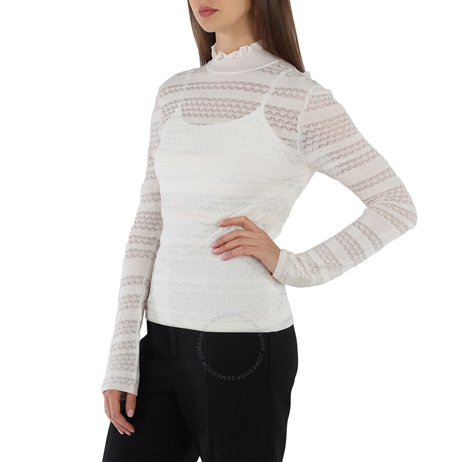 Chloe Ladies Wool-blend Lace Knit Turtleneck Top - 2
