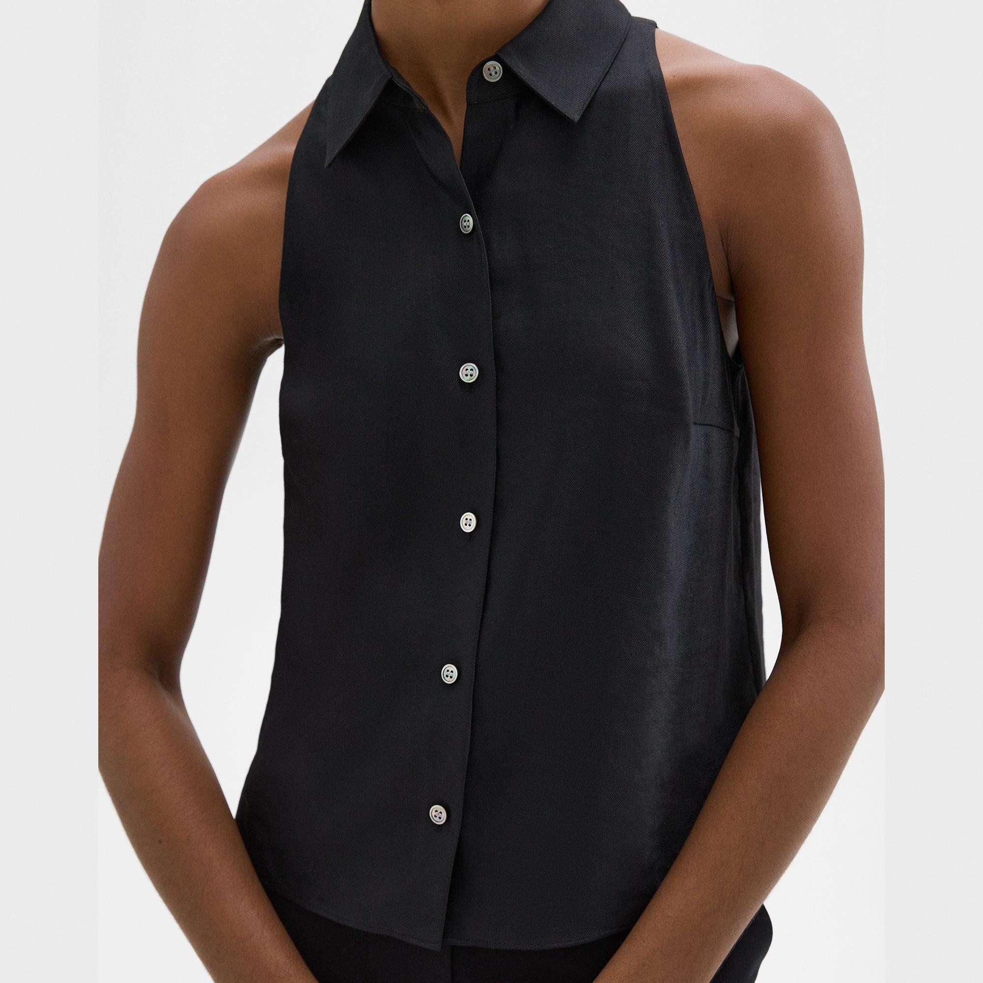 Halter Neck Shirt in Linen-Viscose - 5
