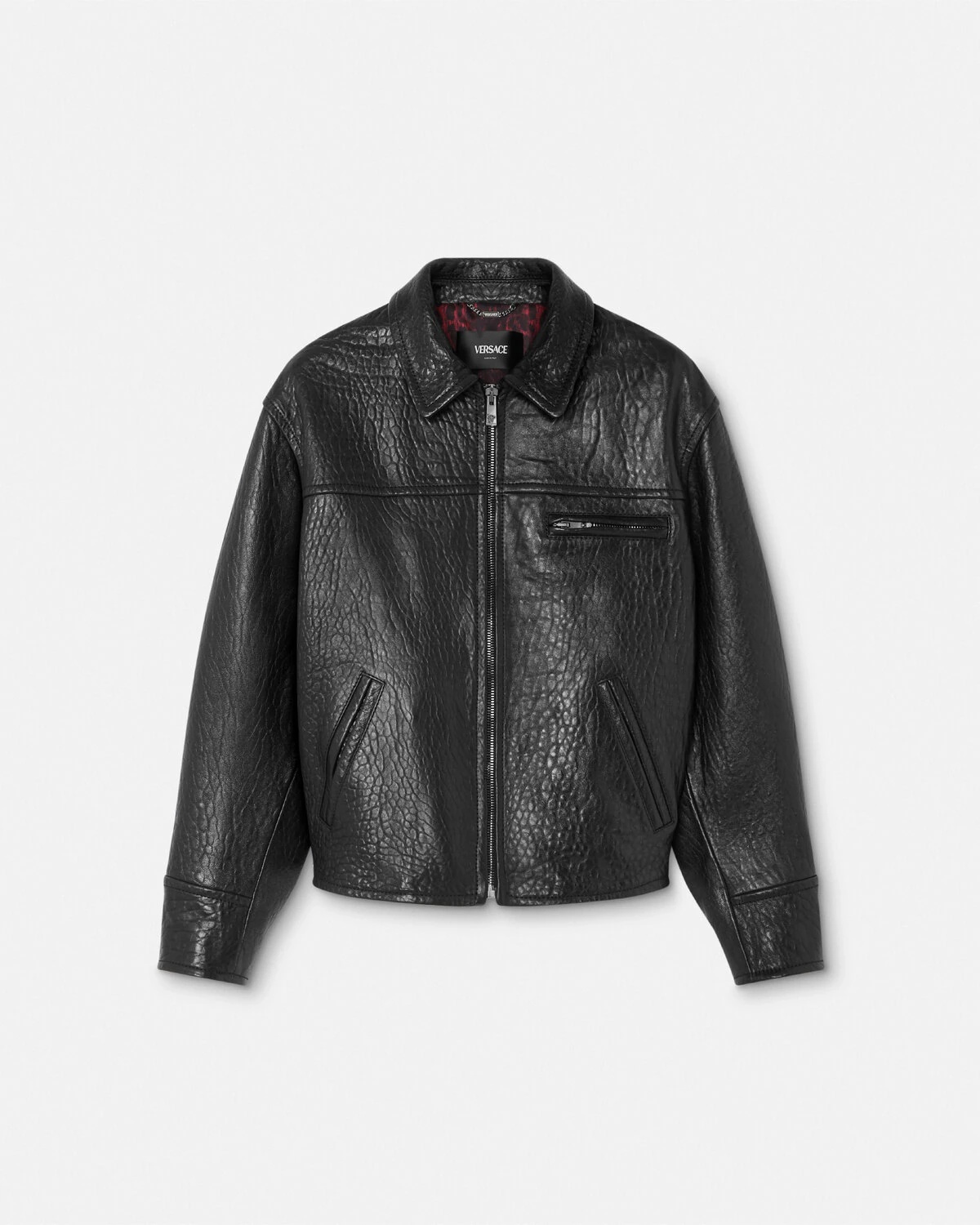 Elephant-Effect Leather Blouson Jacket - 1