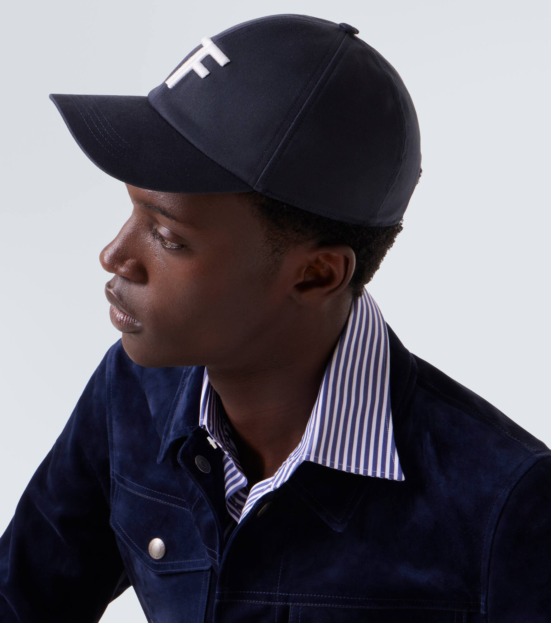 TF embroidered leather-trimmed baseball cap - 3
