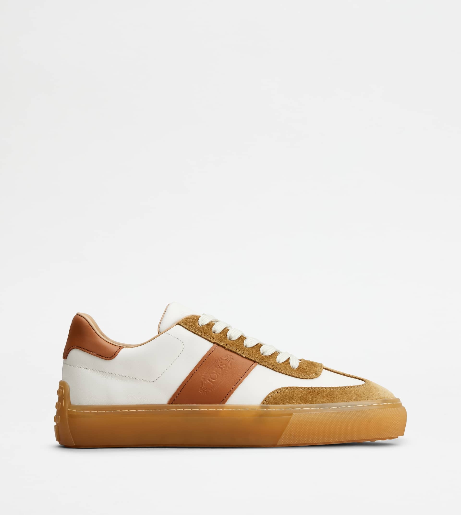 SNEAKERS IN LEATHER - WHITE, BROWN, PINK - 1