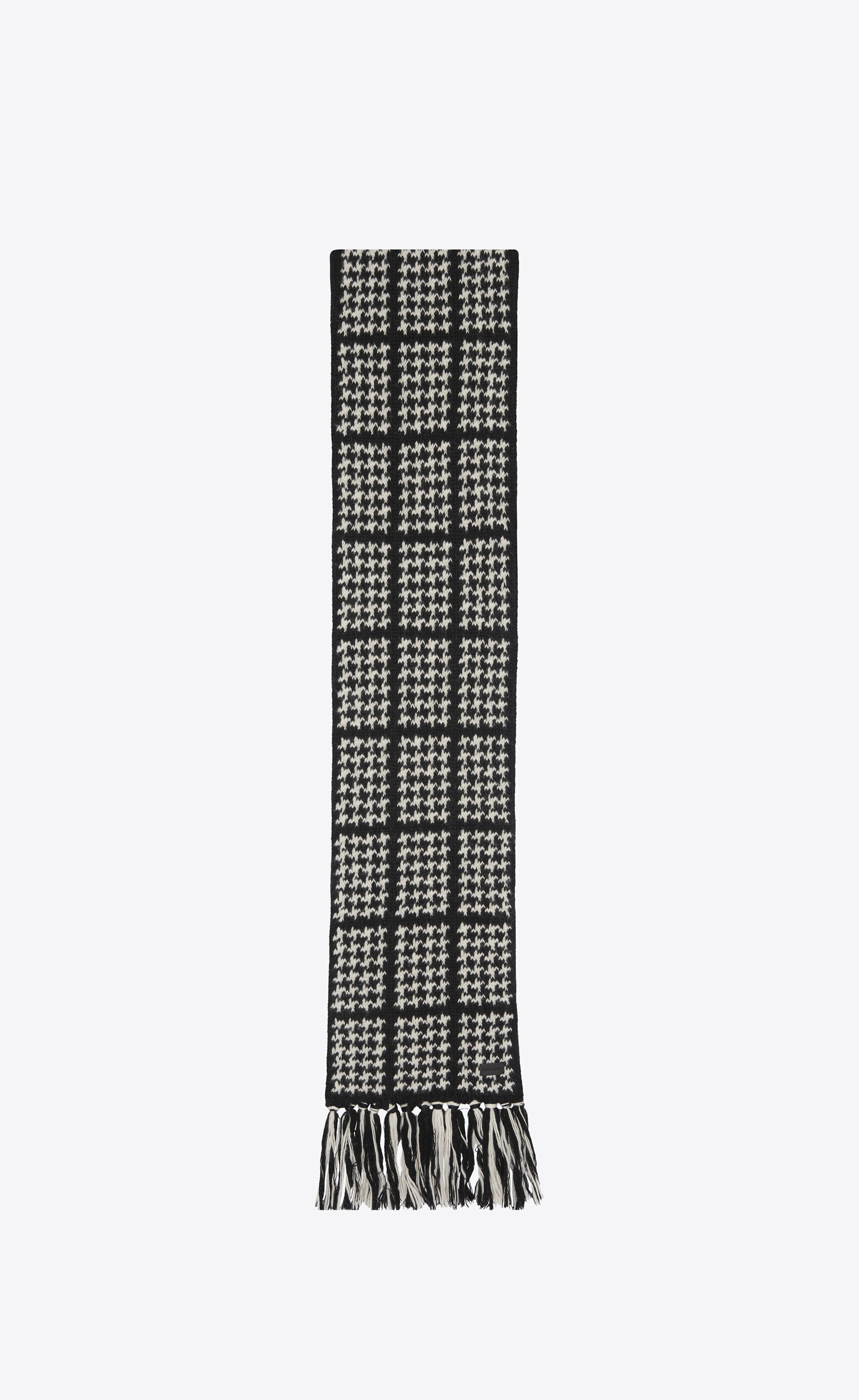 checked pied de poule scarf in wool knit and cashmere - 1