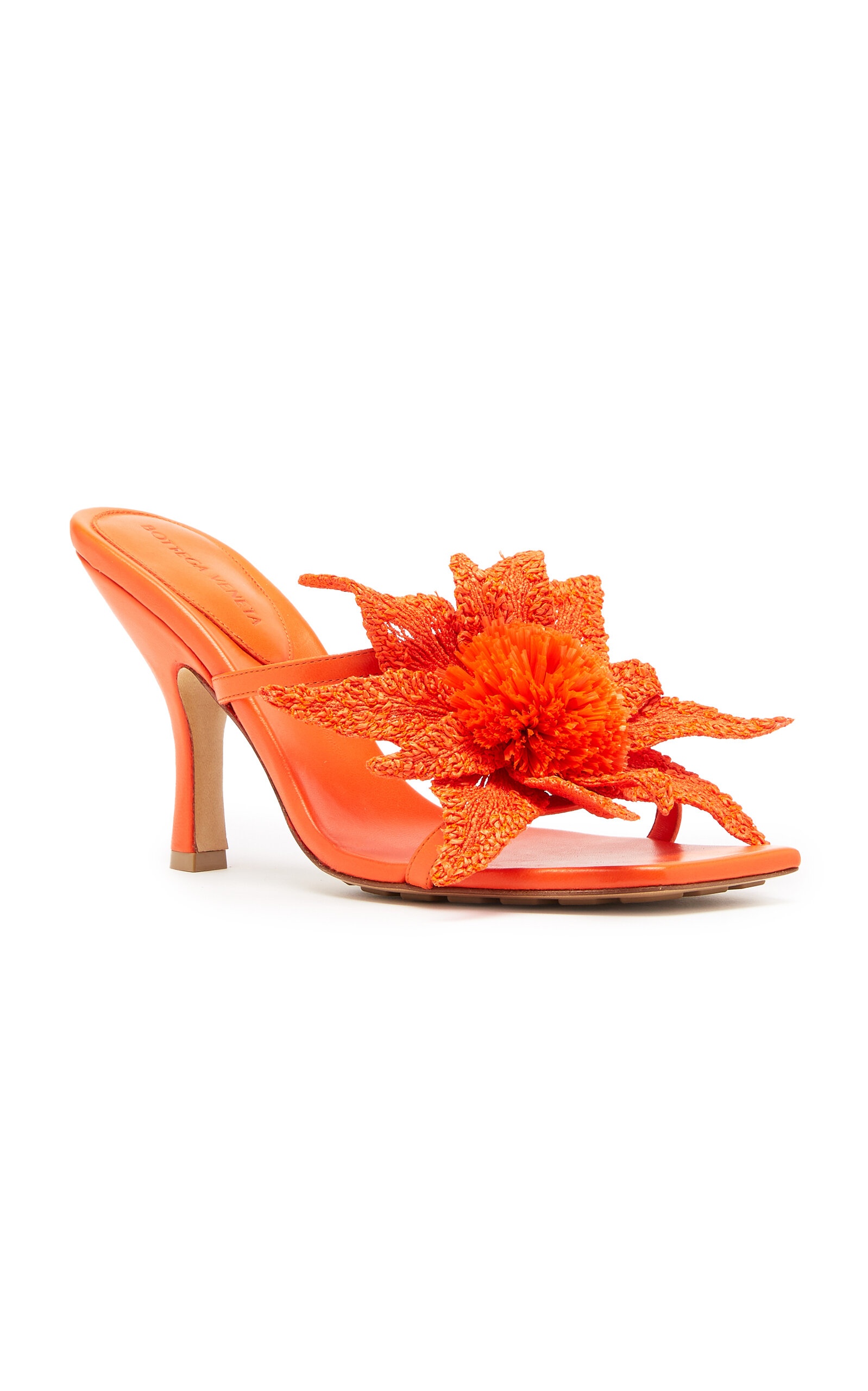 Adam Flower-Detailed Leather Sandals orange - 5