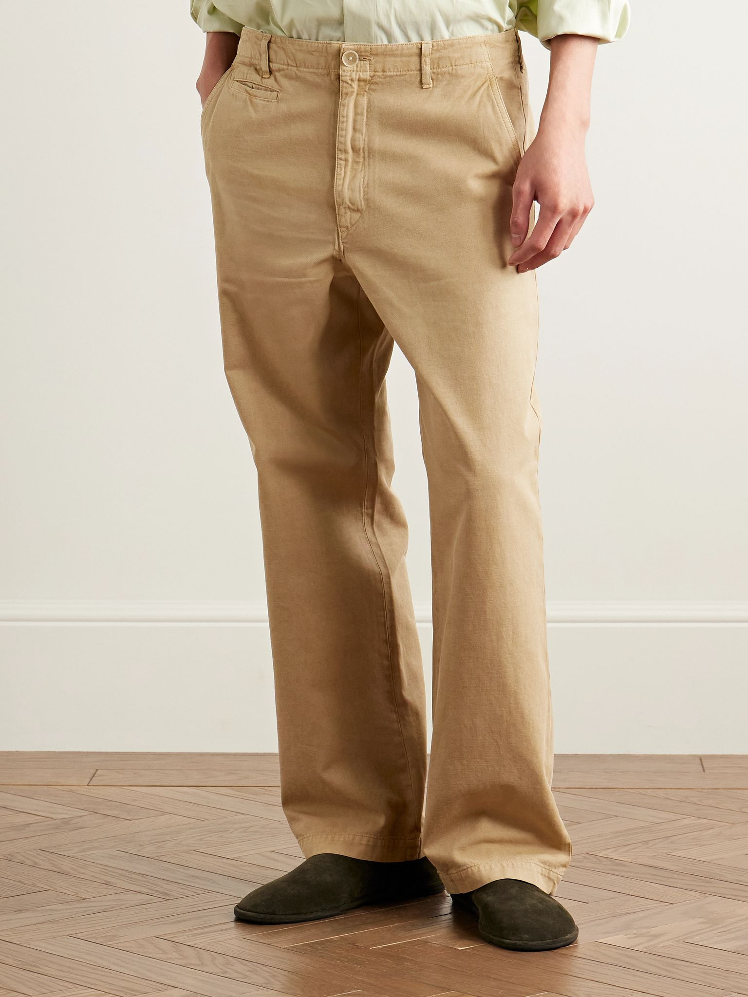 Straight-Leg Cotton-Twill Trousers Neutral - 3