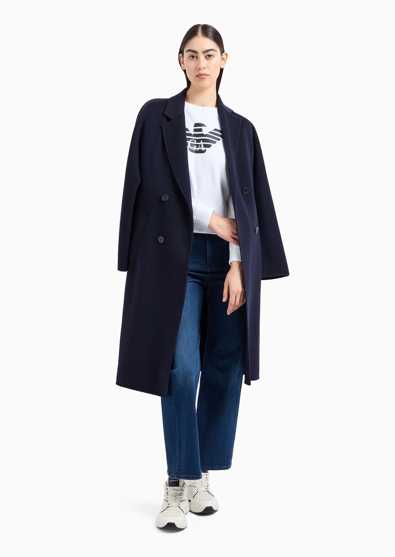 J33 mid-rise cropped flared denim jeans with EA embroidery - 4