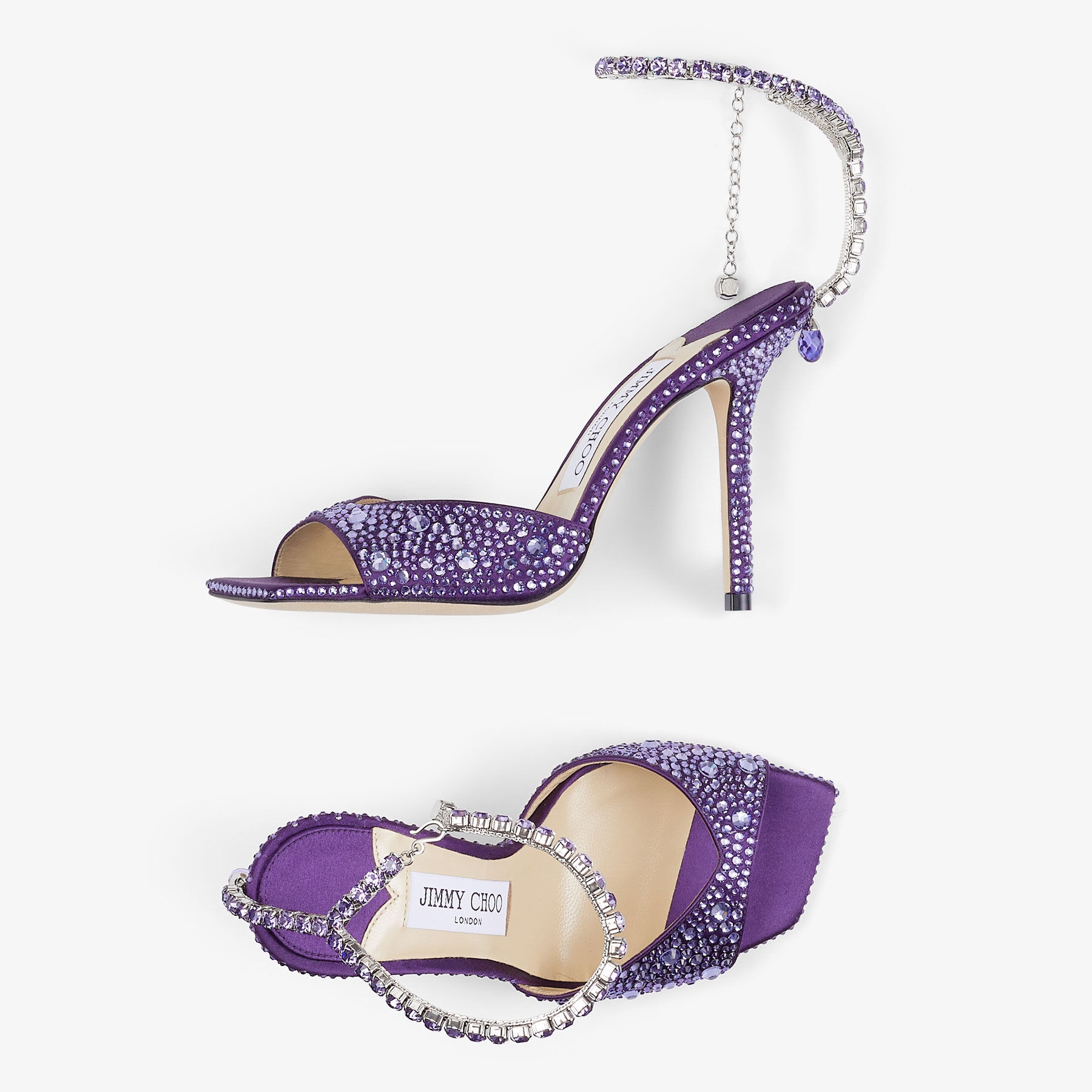 Saeda Sandal 100
Cassis Satin Sandals with Crystal Embellishment - 4